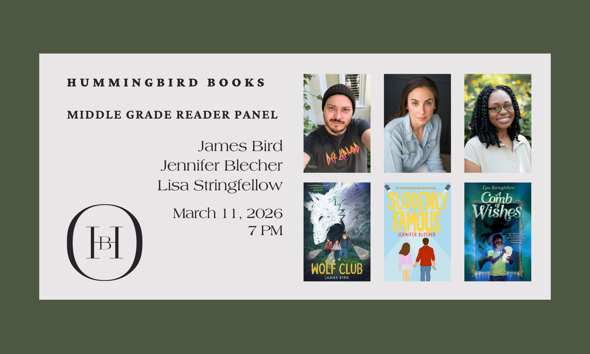 Middle Reader Panel with James Bird, Jennifer Blecher &amp; Lisa Stringfellow (moderated by Jean Stehle)