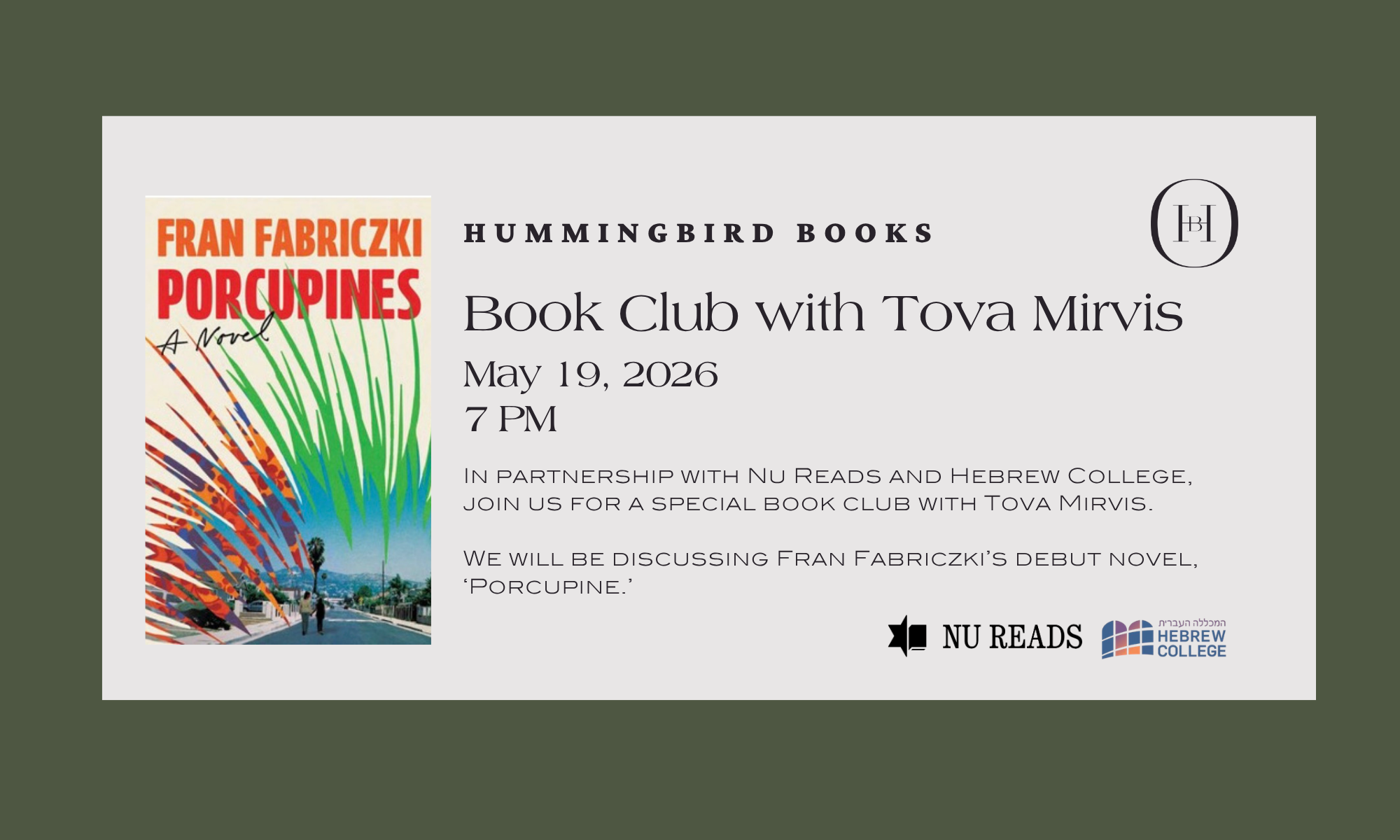 In Partnership with Nu Reads &amp; Hebrew College: Book Club with Tova Mirvis