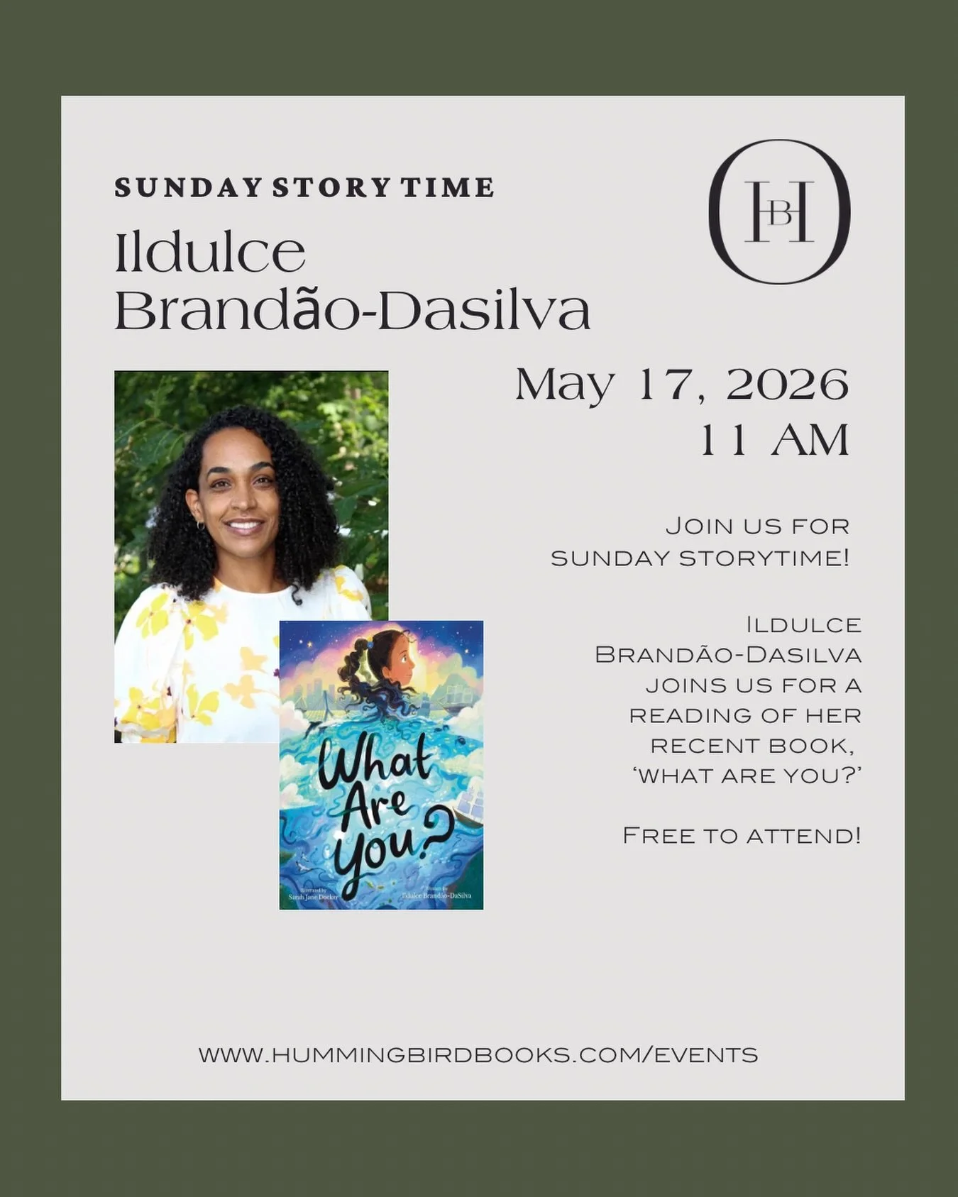 Join Author @i_be_da_storyteller for Sunday Storytime on May 17! She will be reading her book &lsquo;What Are You?,&rdquo; a thoughtful story centered around identity, culture, and belonging. The story was inspired by Ildulce&rsquo;s own experience g