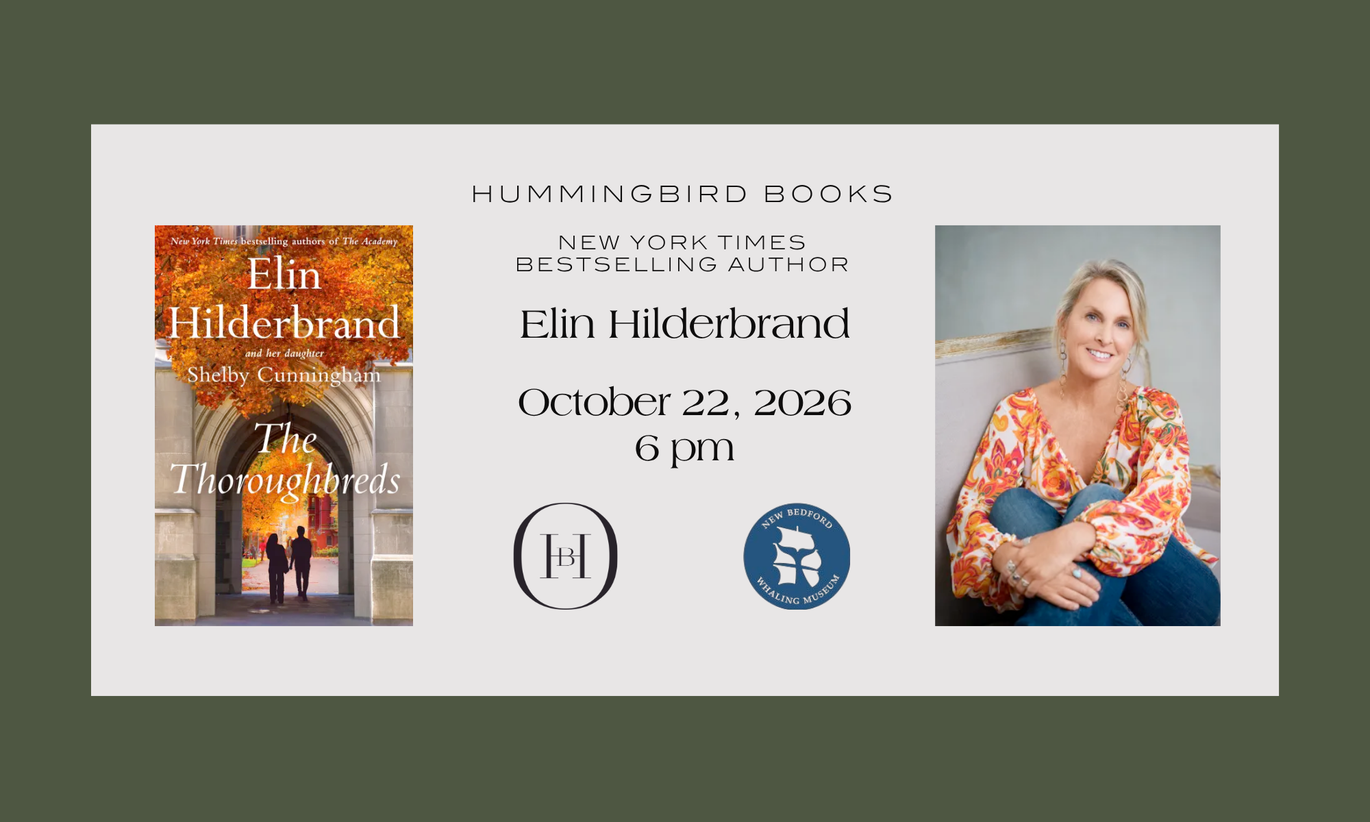 An Evening of Conversation with Elin Hilderbrand (New Bedford) - 6pm/7pm
