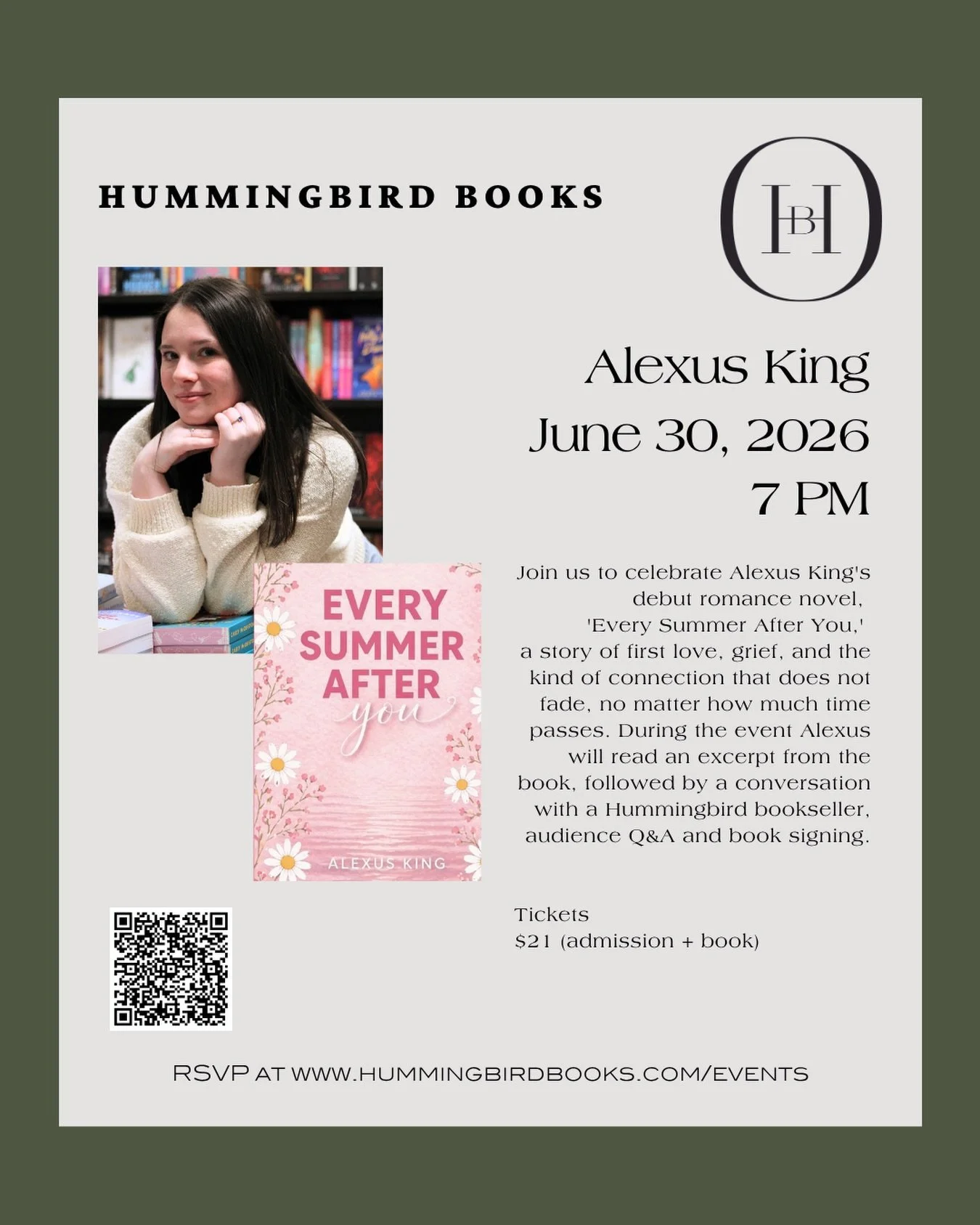 Join us for a celebration with local author @alexuskingauthor on Tuesday, June 30. Alexus will be discussing her debut romance novel, &lsquo;Every Summer After You.&rsquo;

Tickets: $21 (includes a copy of the book)

Event RSVP link in bio.

#booksto