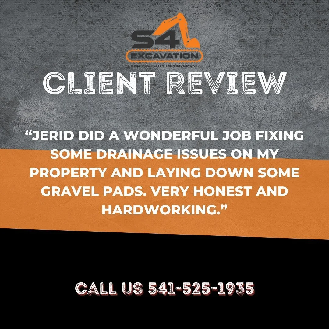 Thanks for the review, Ian! 
&bull;
&bull;
&bull;
&bull;
#s4excavation #clientreview #dallas #oregon #drainagesystem #graveldriveway #excavatorlife #oregonbusiness #541