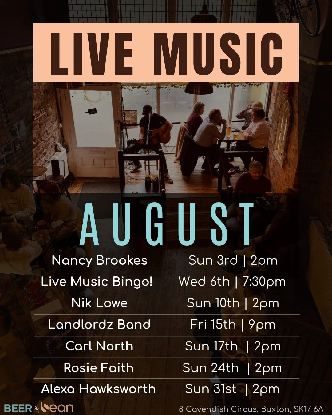 We have your August sorted for live music ๐ถ
Message if you'd like to book in for any of the up coming performances ๐๏ธ
Continental Craft Beer | Coffee | Cocktails | Wine | Sharing Boards | Waffles
๐บโ๐ธ๐ท๐ง๐ง
Sun 3rd | 2pm @nancy.sings.things
W