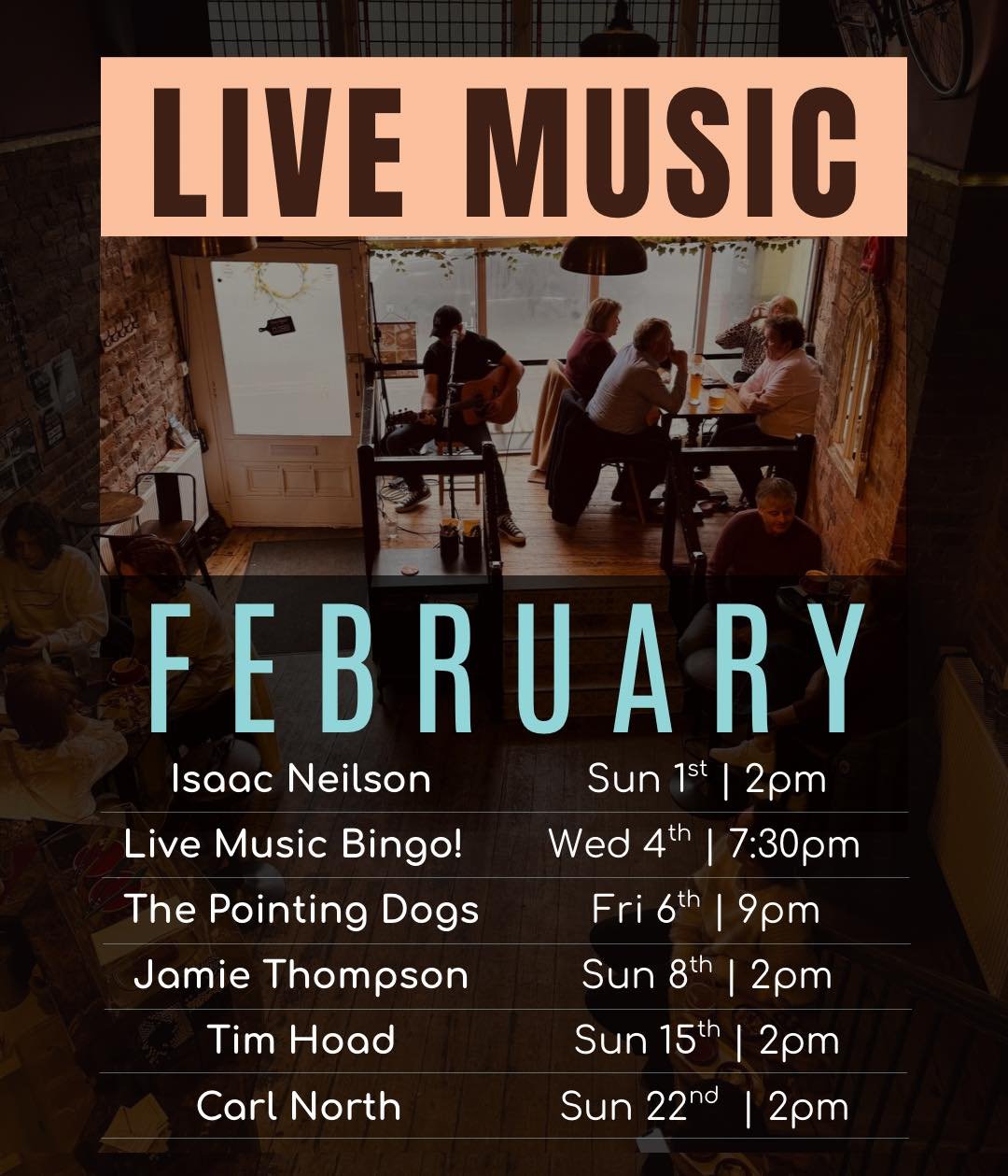 🎤 Your February Events 🎤

Shake off the January blues! We&rsquo;ve got all the entertainment you need this February 😝

This also means our Sunday Sessions have started back up again too! 🍻🎶

Just message or call to book you &amp; your friends in