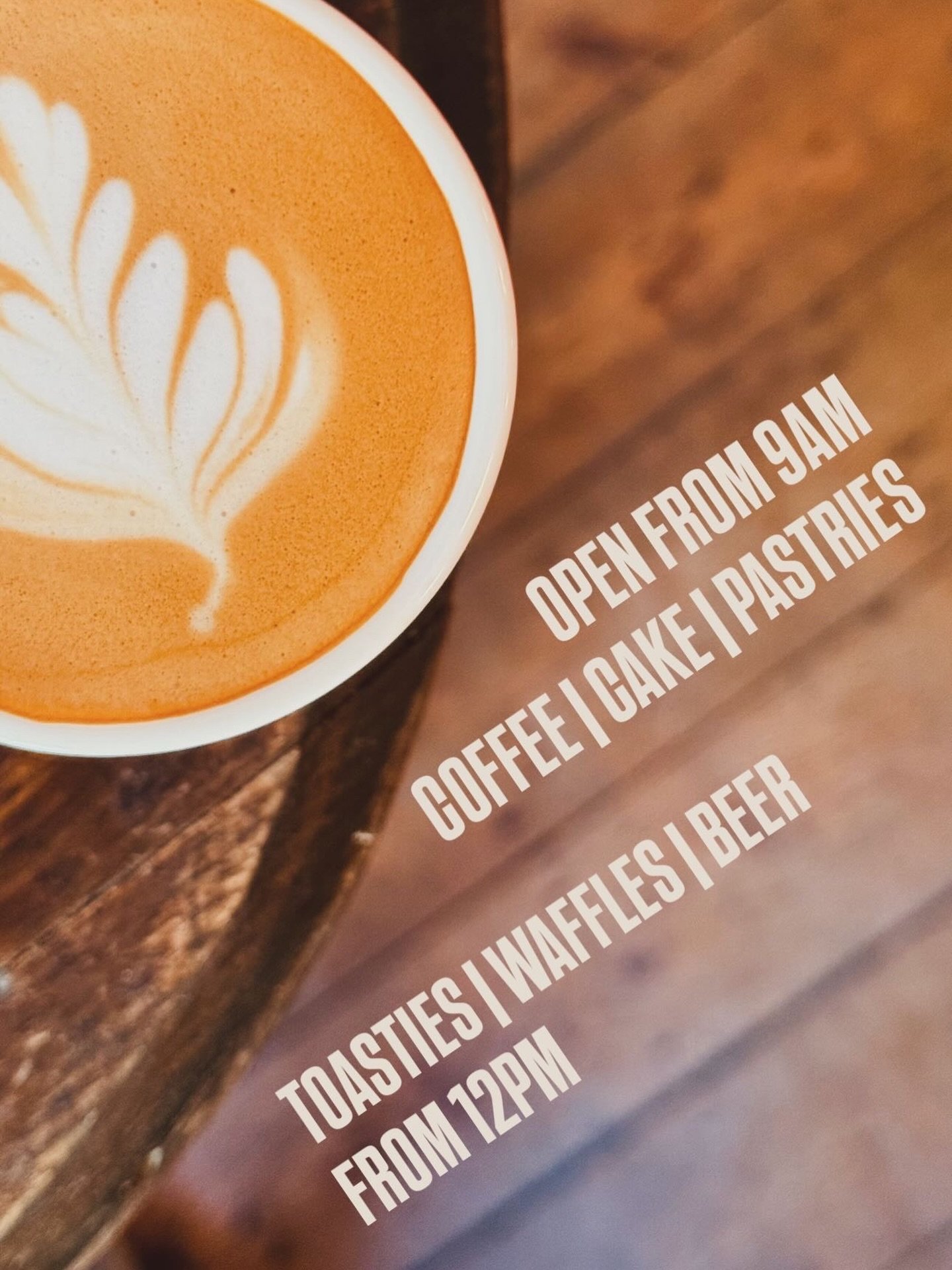 9AM - Morning brew &amp; sweet treats ☕️🥐🧋🍵

12PM - Main food menu, beer, wine &amp; cocktails 🥪🧇🍾🍹

11PM - Last orders 🍻

Same again Saturday 😎
