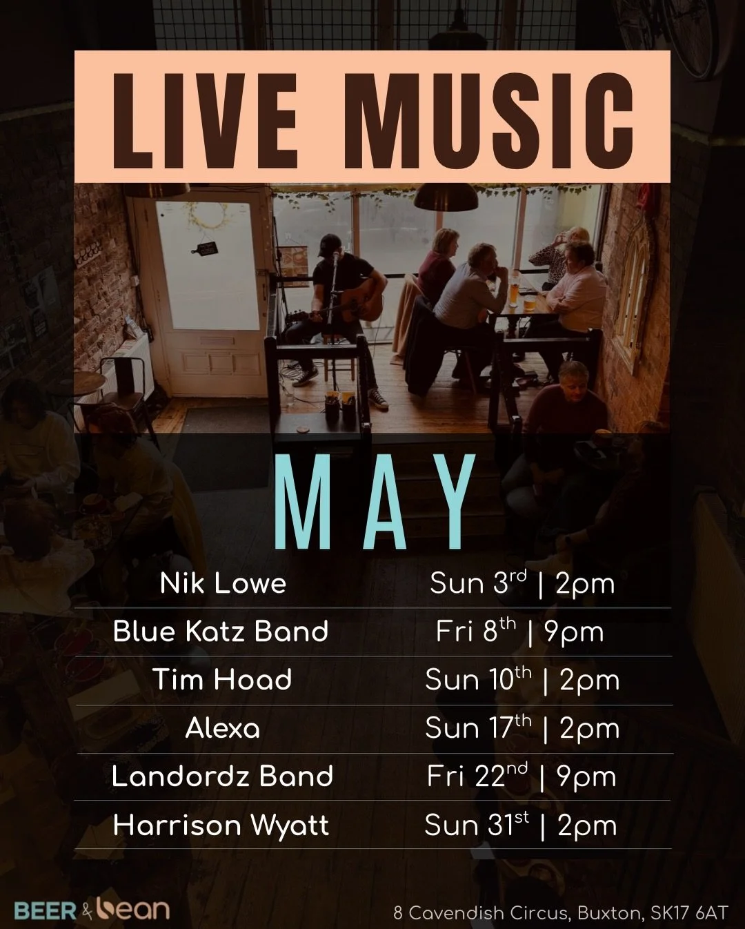 Say hey to May&rsquo;s live music lineup! 👋🏼😀

We have the usual &lsquo;Sunday Session&rsquo; throughout the month from 2pm. As well as TWO Friday nights of live music from some local bands 🤘🏼

Don&rsquo;t forget to join us for our monthly &lsqu