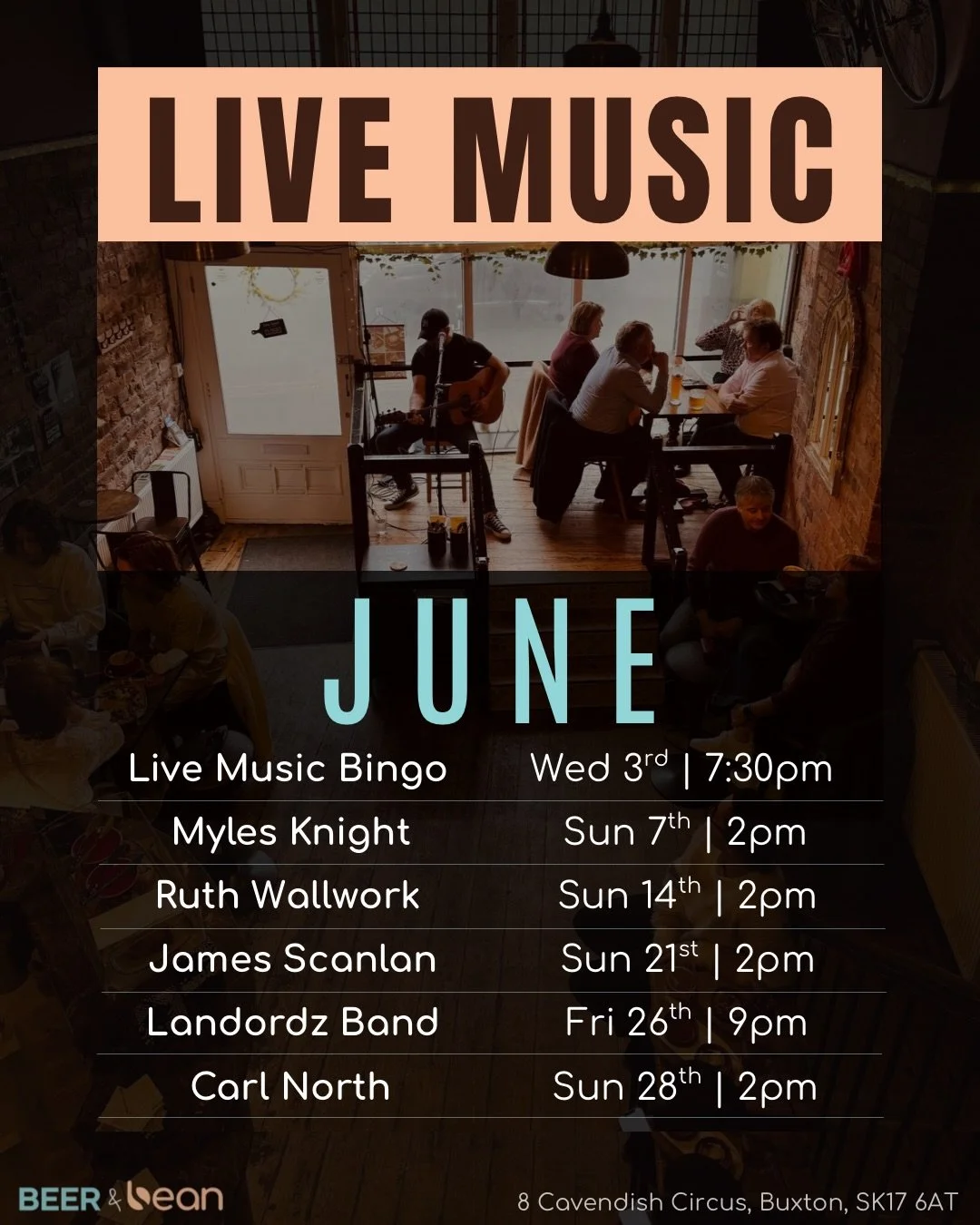 🎸 Tune into June 🎸

Kicking the month off with our popular &lsquo;Live Music Bingo&rsquo; event (first Wednesday of every month) ✍🏼

Our weekly &lsquo;Sunday Session&rsquo; is here to wrap up your weekend 🍻

Finally join our house band for a Frid