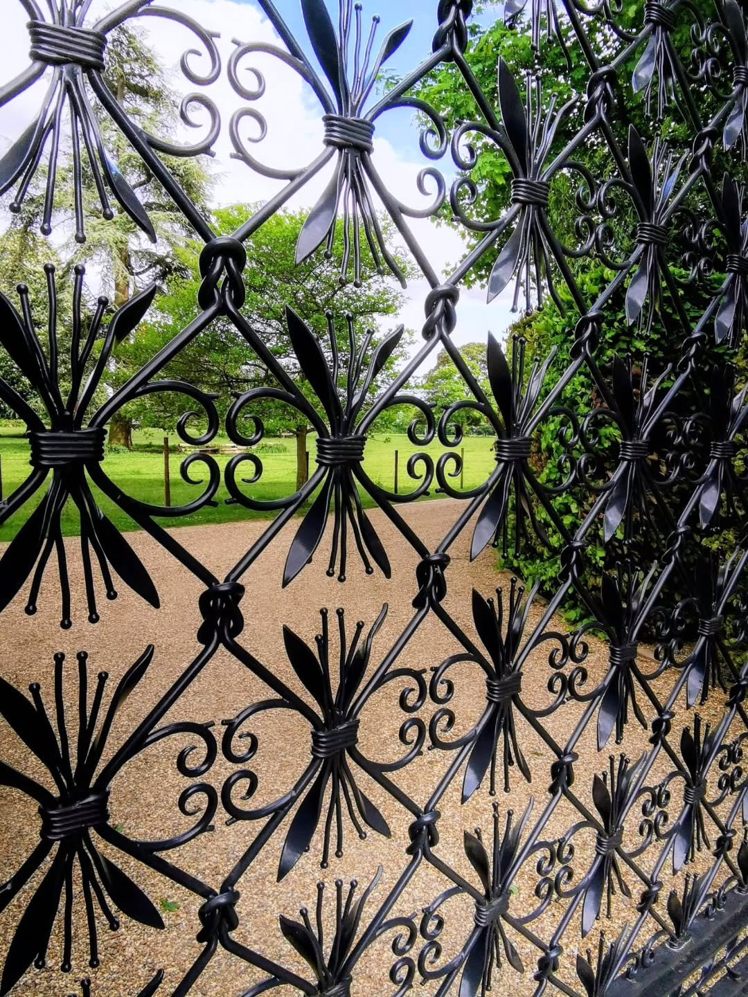 Driveway gates to the stunning grounds and gardens of the Manor House at Ayot St Lawrence. These will be open to the public on the 17th and 18th of May as part of the National Gardens scheme @ngs.org.uk. The gardens include an ancient magical walled 