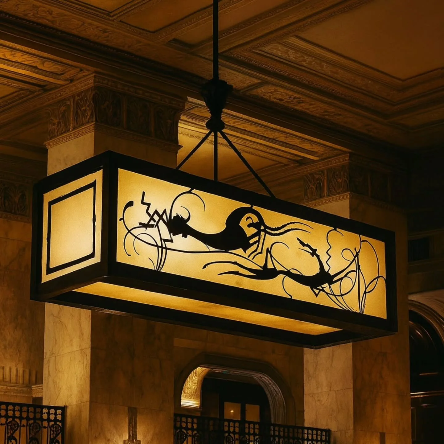 Taking inspiration by an artist into another dimension. The hunt light box chandelier. #inspired#favorite #artist #anotherdimension #bespokemetalwork