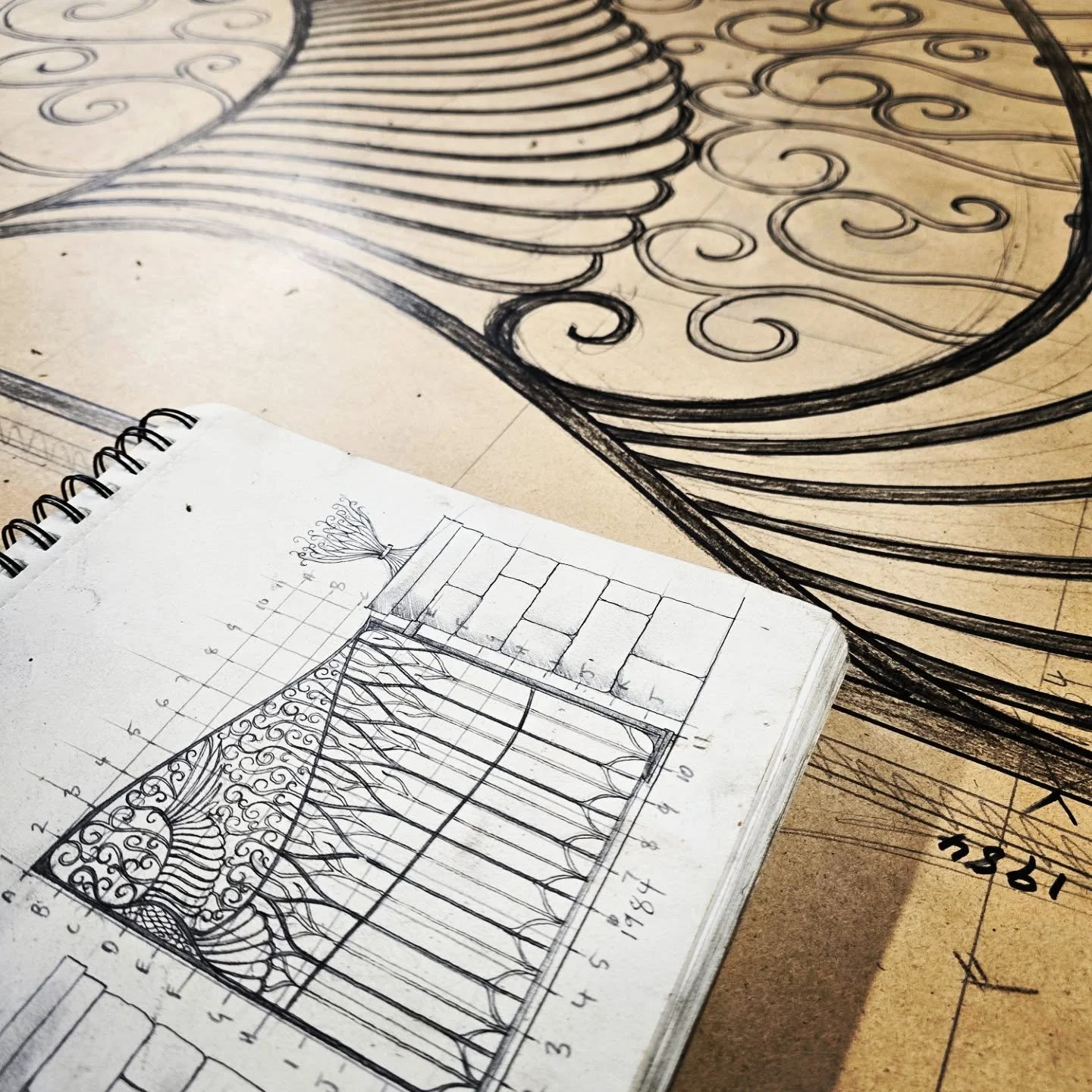 I love the start of o project. Full-scale drawing for a set of bespoke enterence gates for a hunting lodge. #hunting #lodge #hunt #grouse #bespoke #gates #fullscale #drawing #designprocess #bespokemetalwork