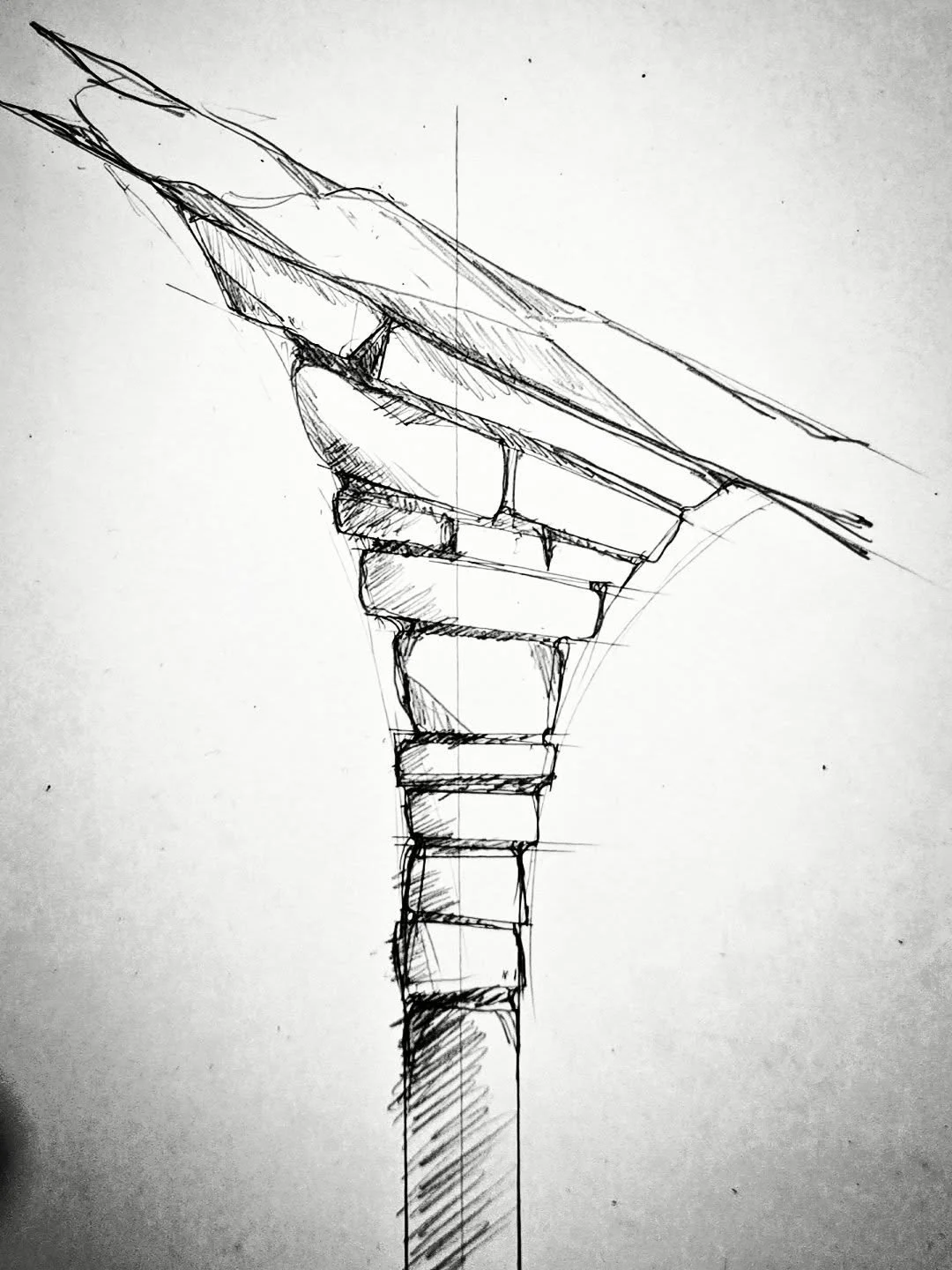 Handrail detail. #northyorkshiremoors #Corten #bespoke #sculptural #handrail #detail #drawing #designprocess #bespokemetalwork