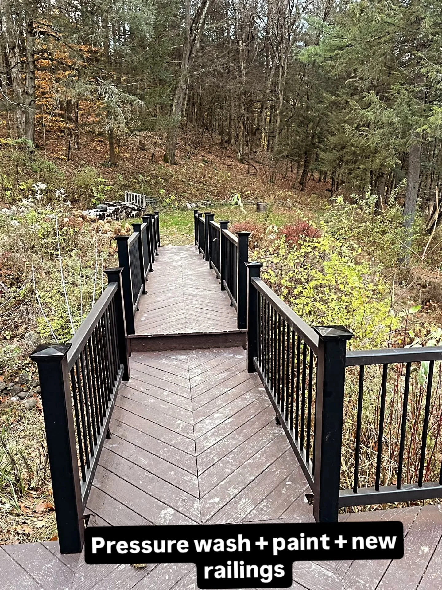 This deck didn&rsquo;t need to be torn down &mdash; it needed the right kind of upgrade.

We pressure washed the existing deck, gave it a fresh painted finish, and changed out the railings to clean up the entire look. The darker railing choice adds c