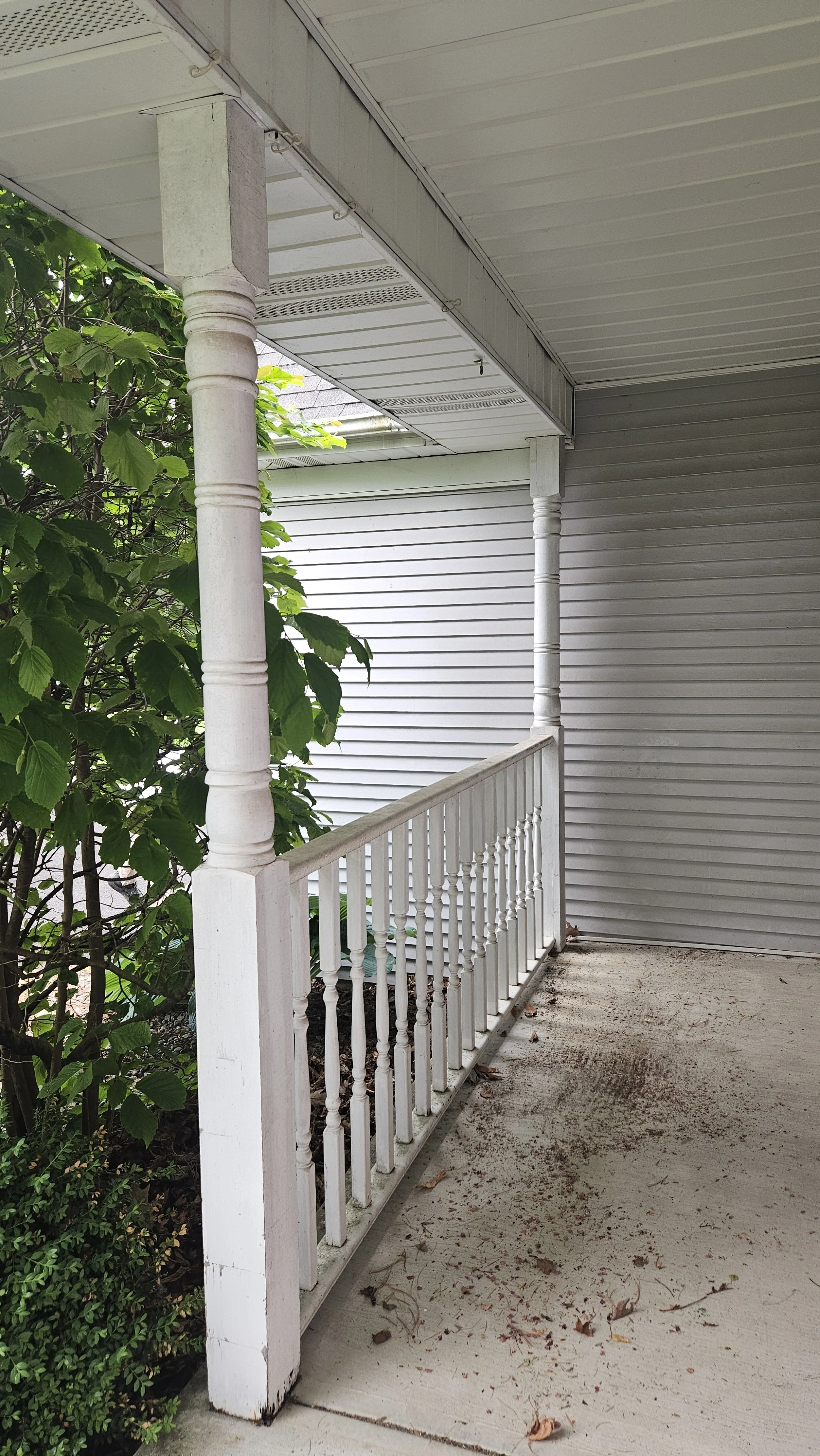 Before: old rotted  wood posts and wood railings. 