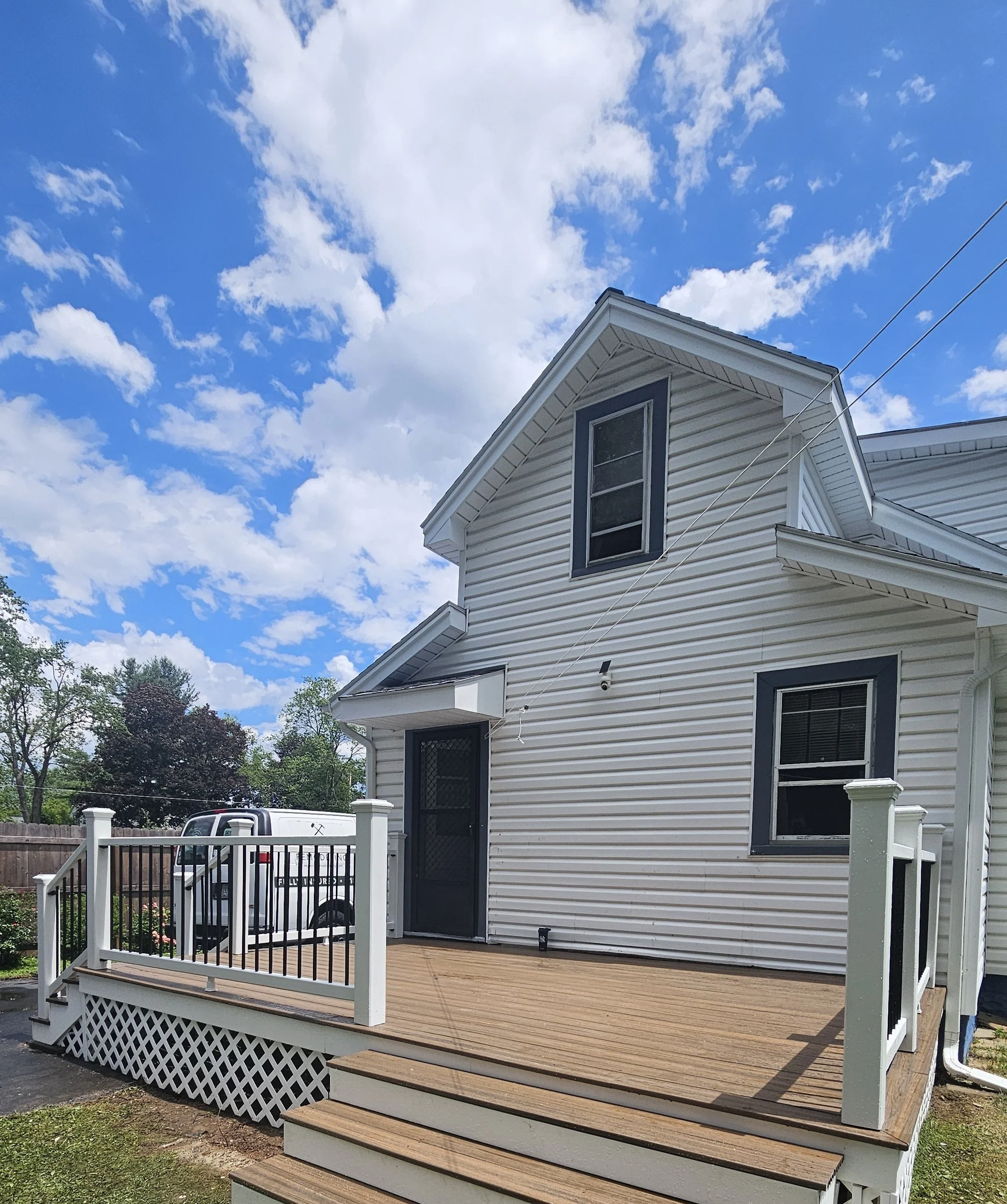 AFTER: New Trex deck with railings and steps completed in Scotia, NY