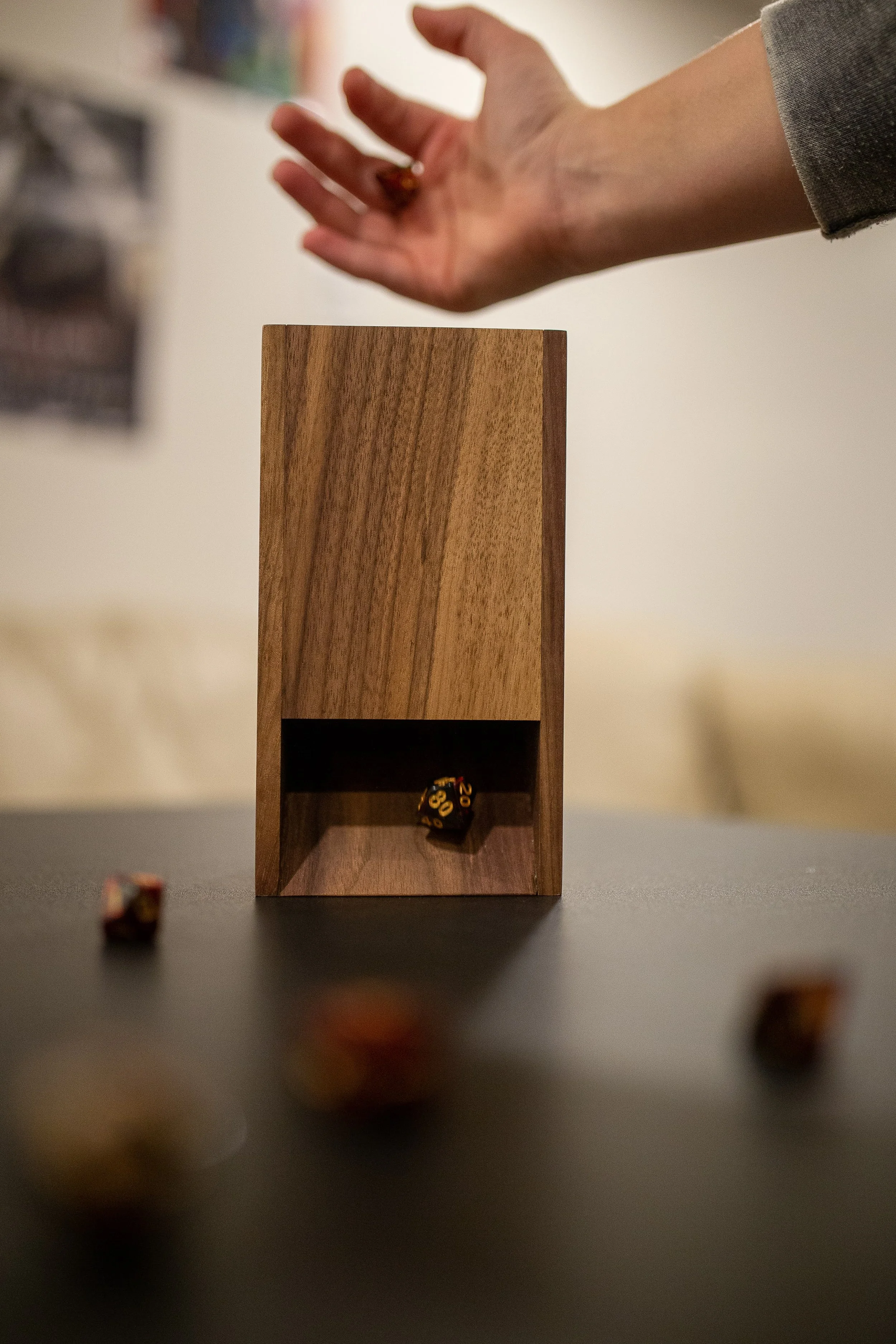 Walnut Dice Tower
-Solid walnut