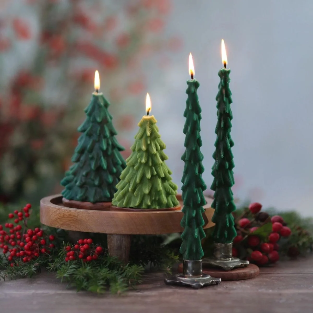 100% Pure Beeswax Evergreen Tree Candles