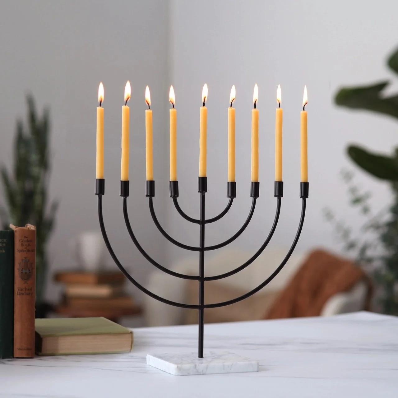 100% Pure Beeswax Hanukkah 5" Hand-Dipped Taper Candles