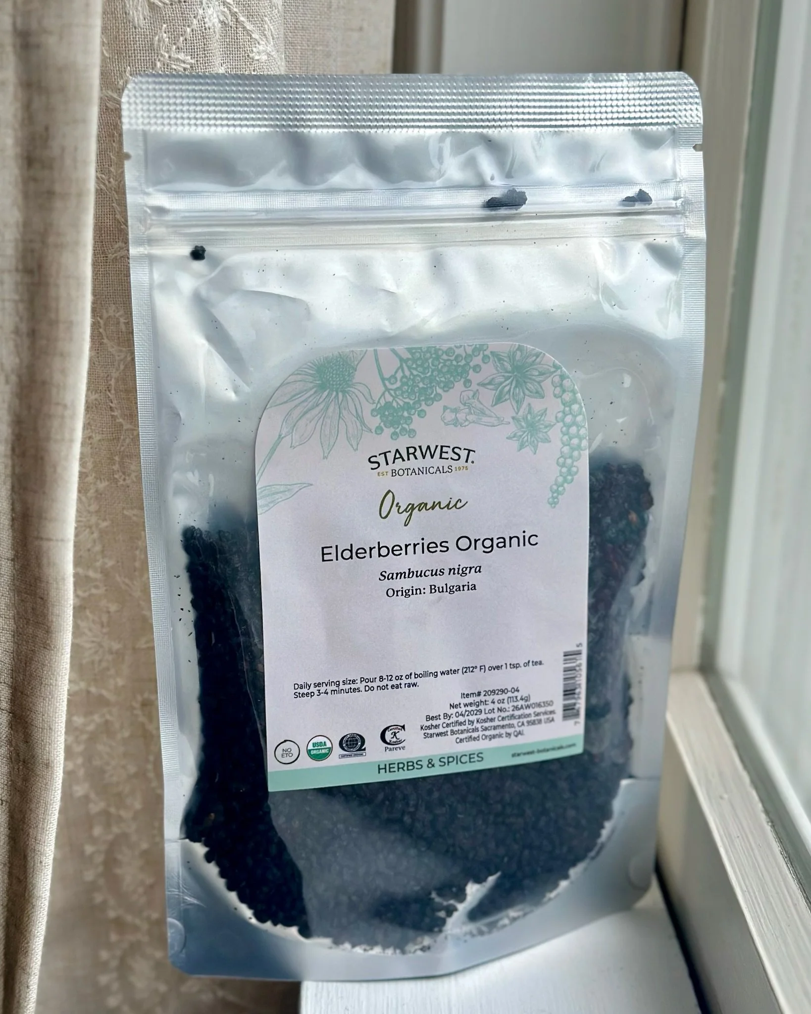 Organic Elderberries -- Whole, Dried