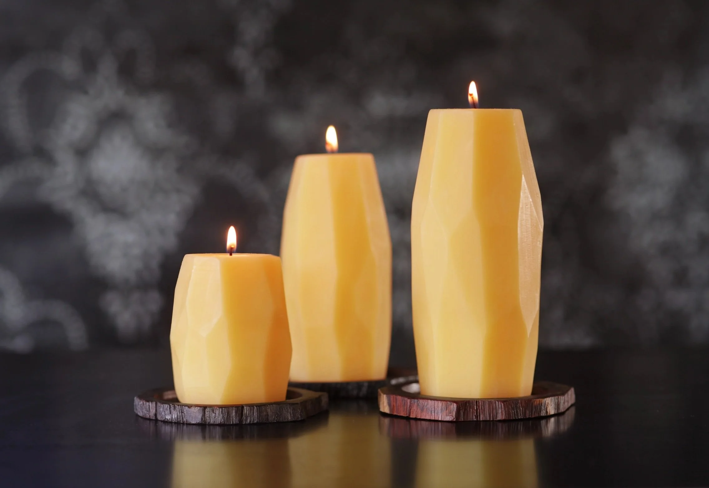 Pure Beeswax Faceted Pillar Candles