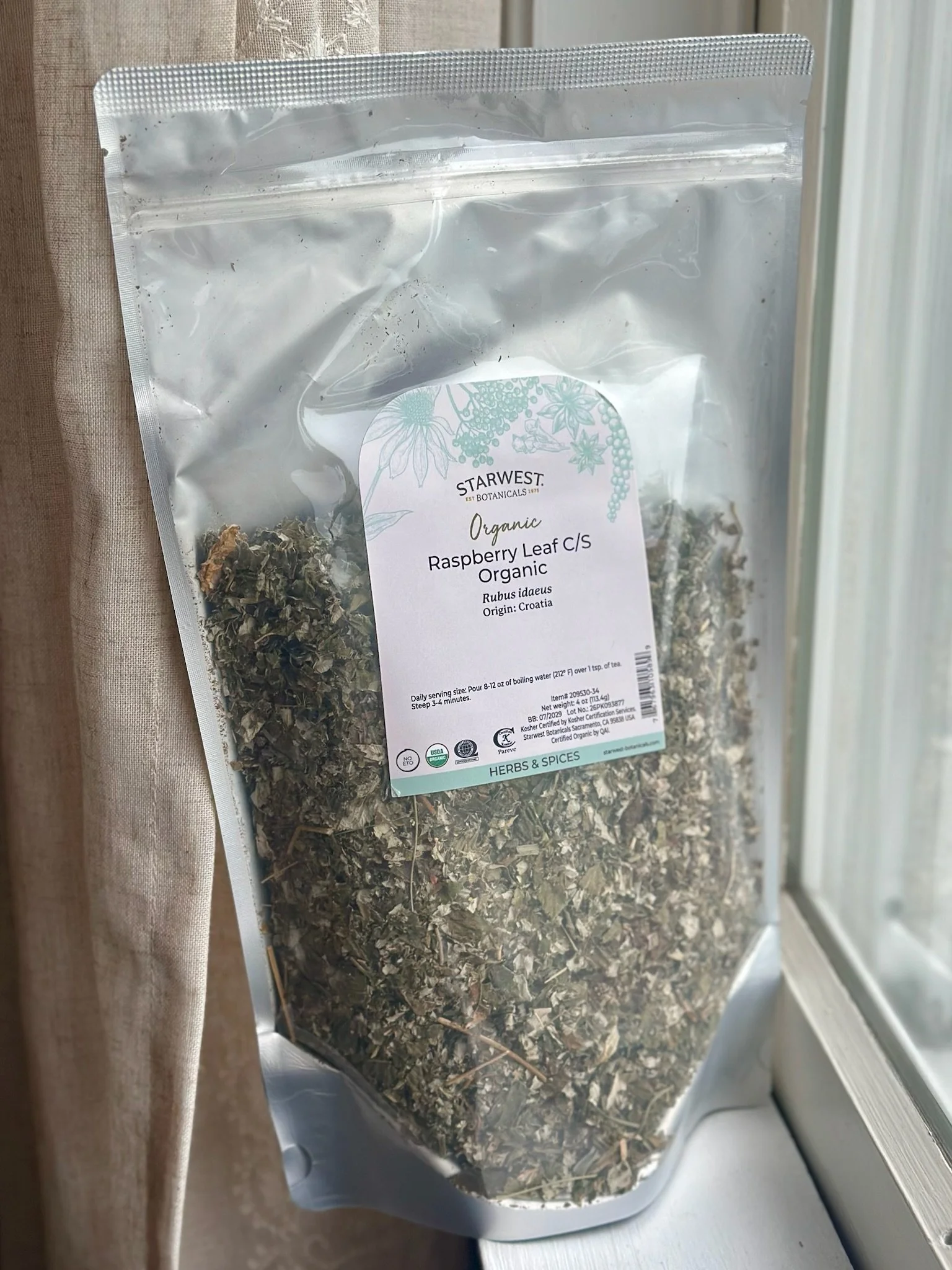 Organic Raspberry Leaf (Cut & Sifted)