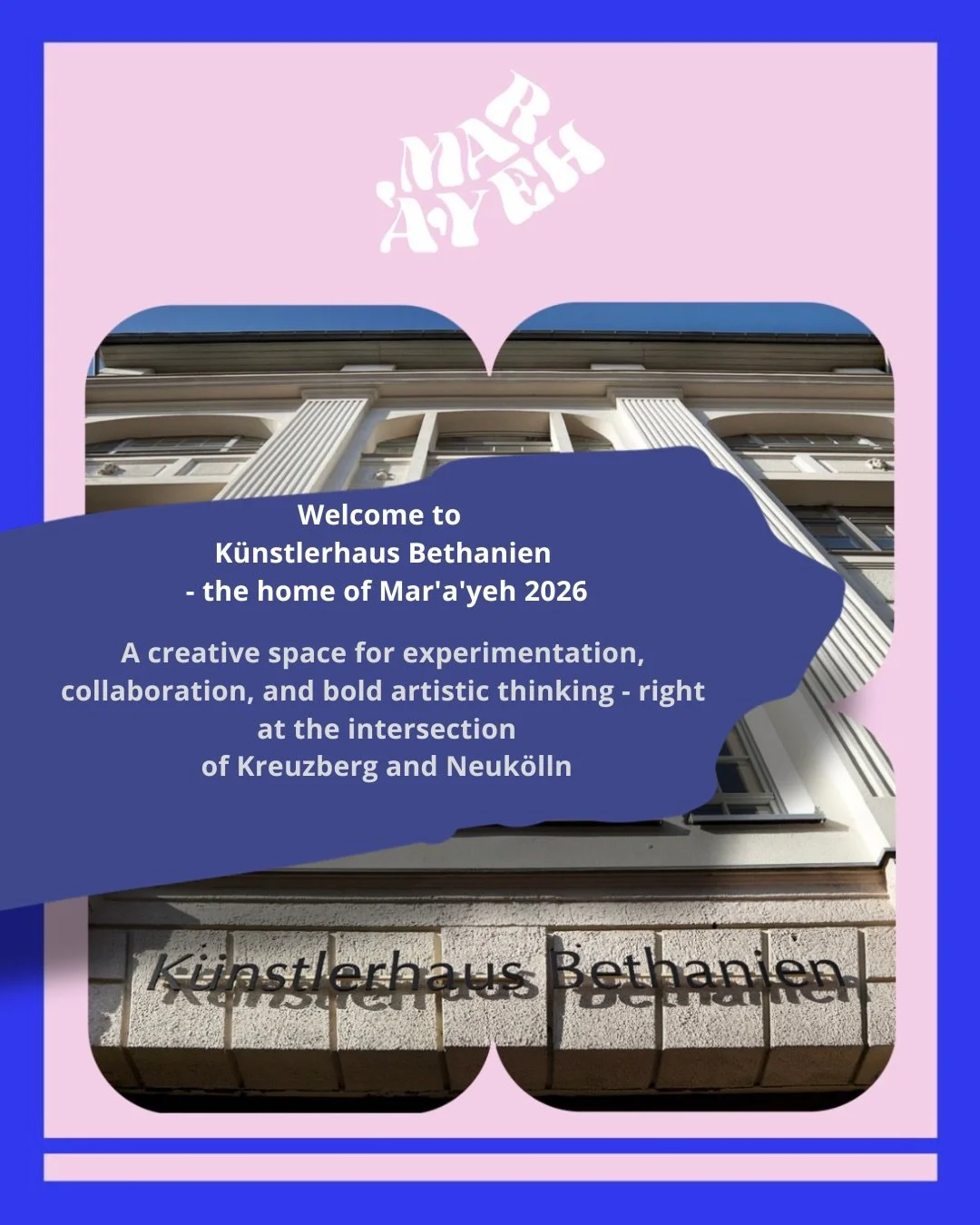 Ever dreamed of creating art in a historic Berlin studio, surrounded by bold thinkers and global creatives?

Welcome to Mar&rsquo;a&rsquo;yeh 2026 - a residency where collaboration, experimentation, and transformation come to life at @kuenstlerhaus.b