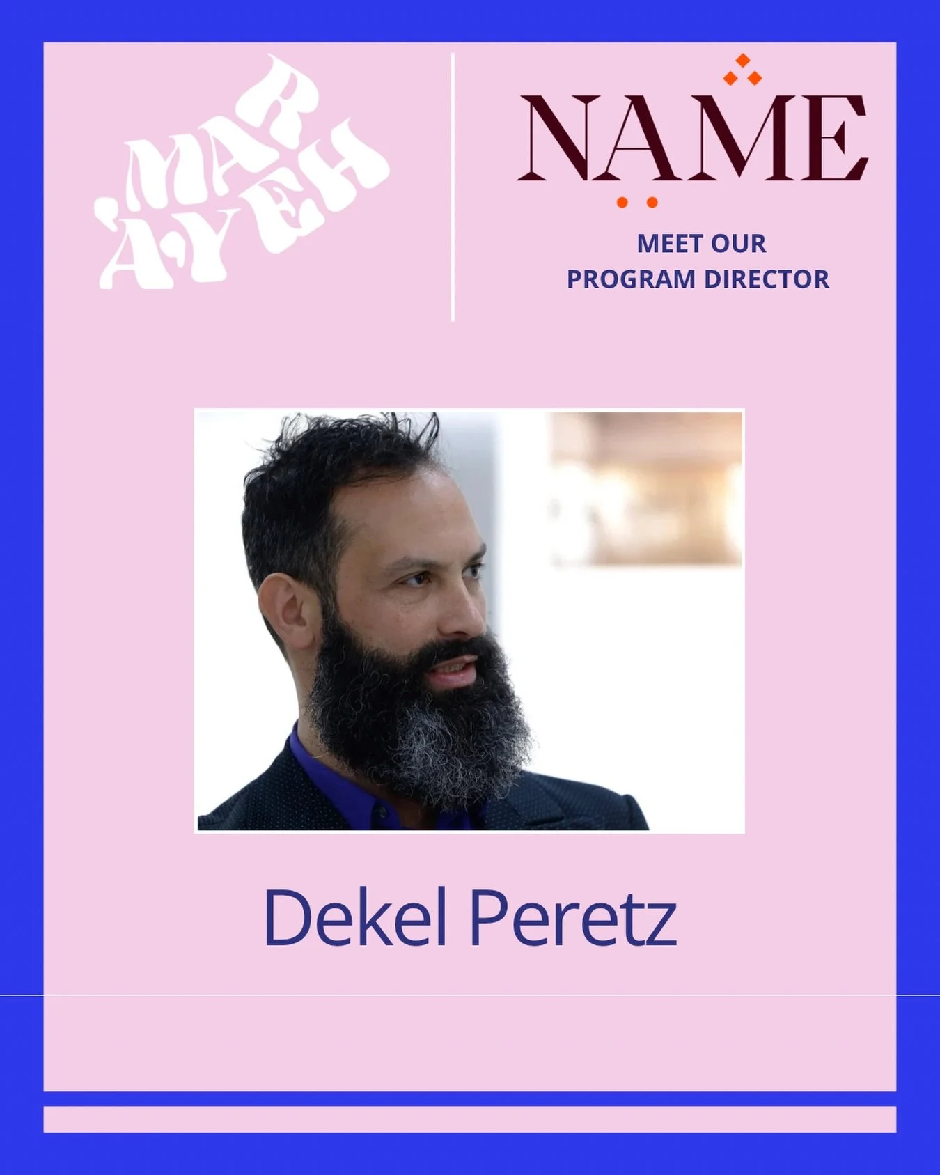 MEET OUR LABA TEAM ✨ 

Dekel Peretz/ Program Director @lababerlin 
Dekel is the founding director of LABA Berlin: A Laboratory for Jewish Culture and Mar&rsquo;a&rsquo;yeh: A Space for Creative Muslim-Jewish Exchange. Dekel serves as chairperson of @