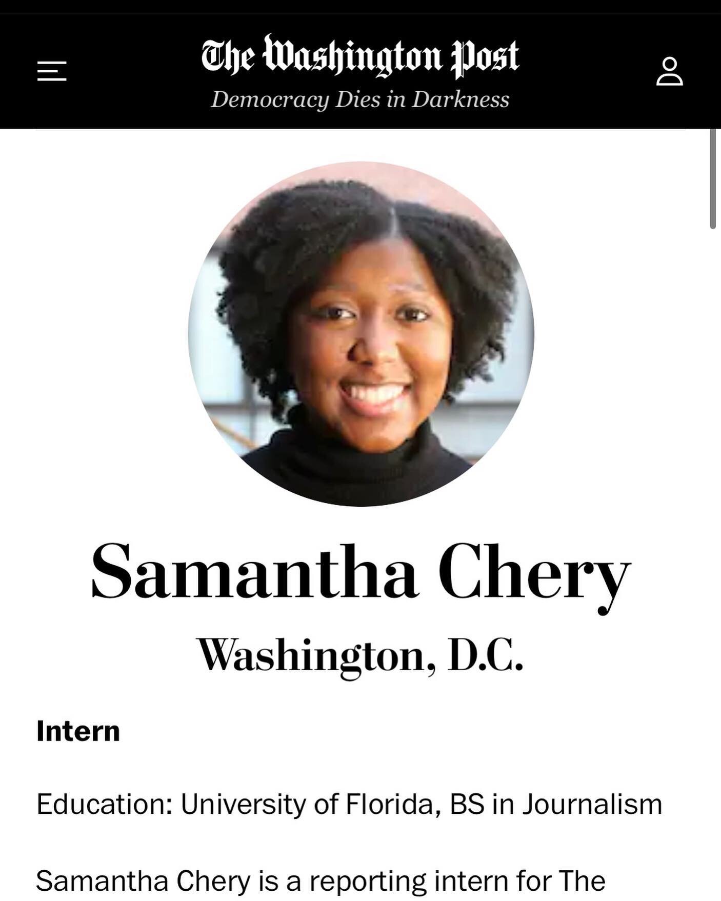 A huge congrats to samanthabchery for interning at @washingtonpost! She used the headshot I took for her for @atriummagazine as her author profile picture. Go, @ufjschool! 🖤