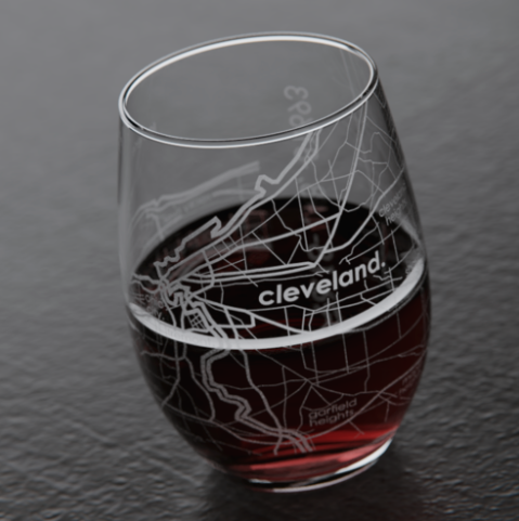 $20 - Map Wine Glass | Cuyahoga Collective