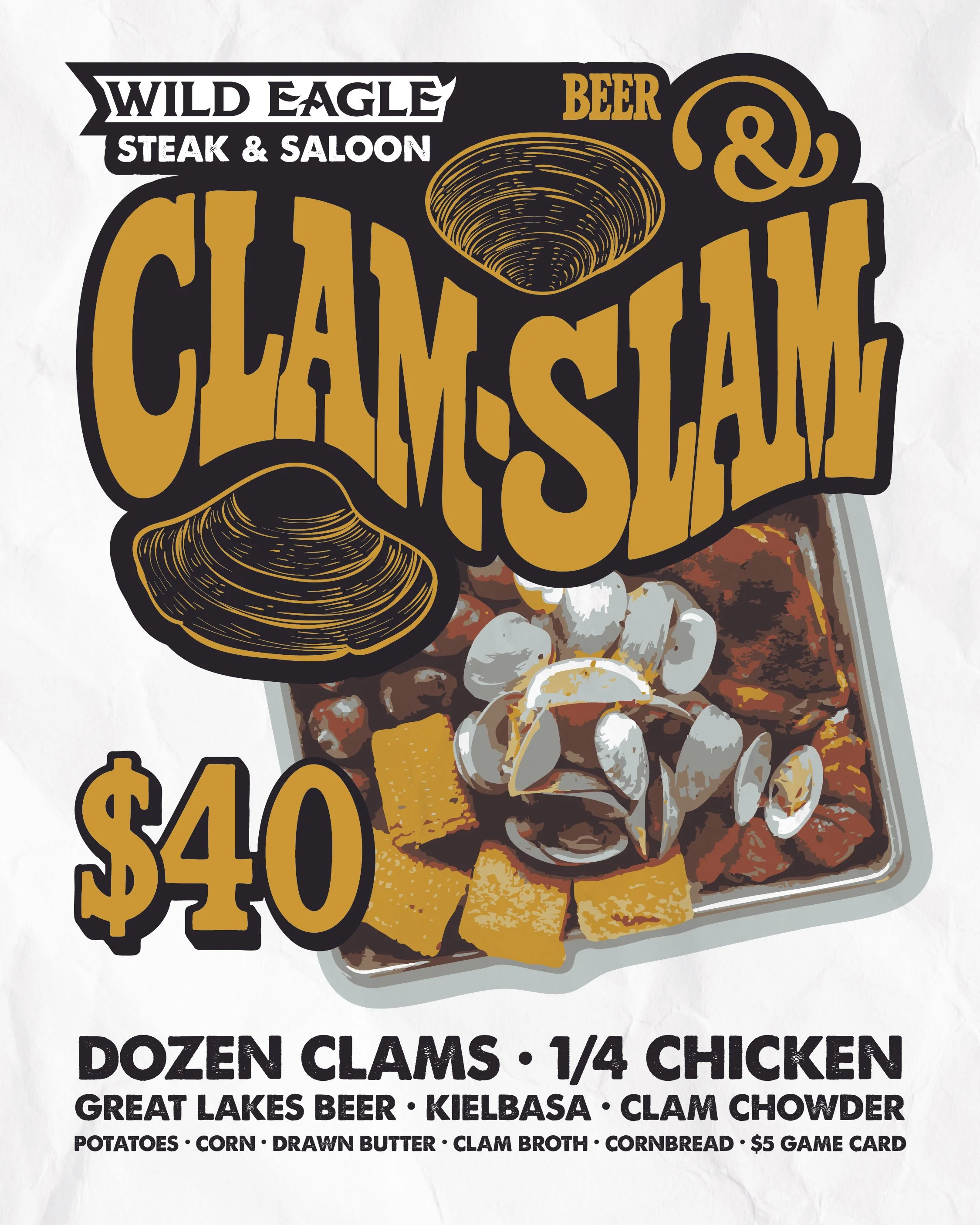 Clam Bake at Wild Eagle Steak & Saloon in Streetsboro