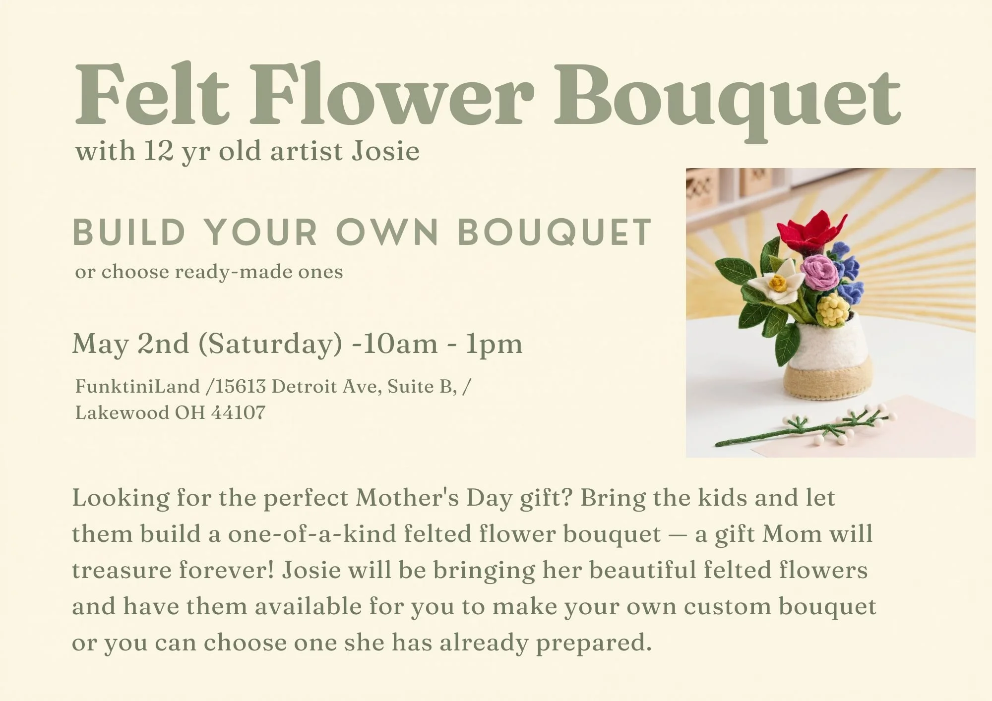 Build Your Own Felted Flower Bouquet with 12-Year-Old Artist Josie