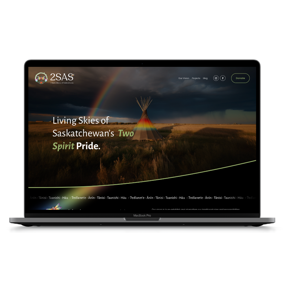 2 Spirit Alliance of Saskatchewan website mockup