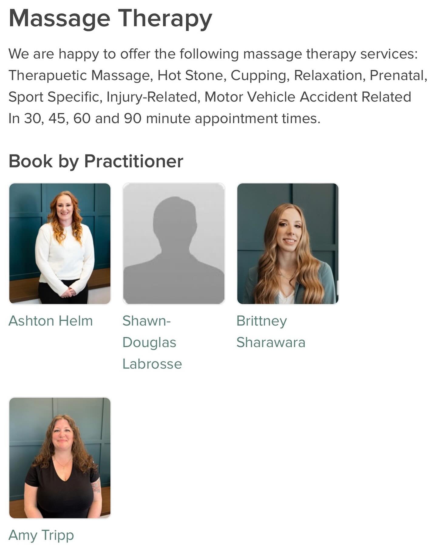Photo and Bio are coming soon, but we couldn&rsquo;t wait to tell you that we have added another massage therapist to our team!! Schedule is open for Shawn Labrosse starting May 3rd, adding availability Wednesdays through Saturdays!