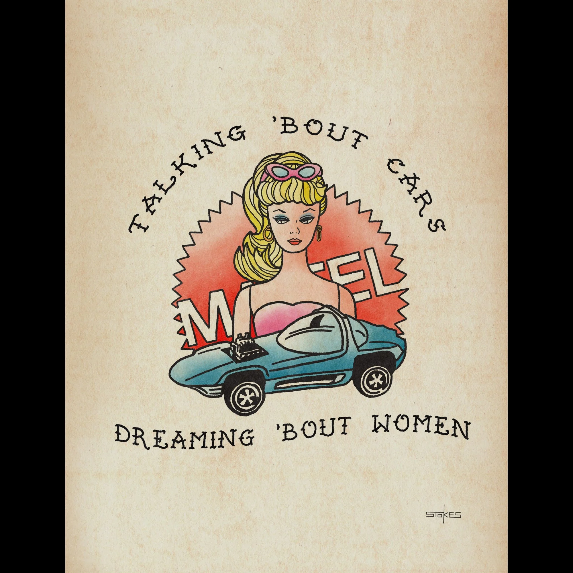 Talking 'bout cars. Dreaming 'bout women. - Art Print (8.5x11) - Art Print