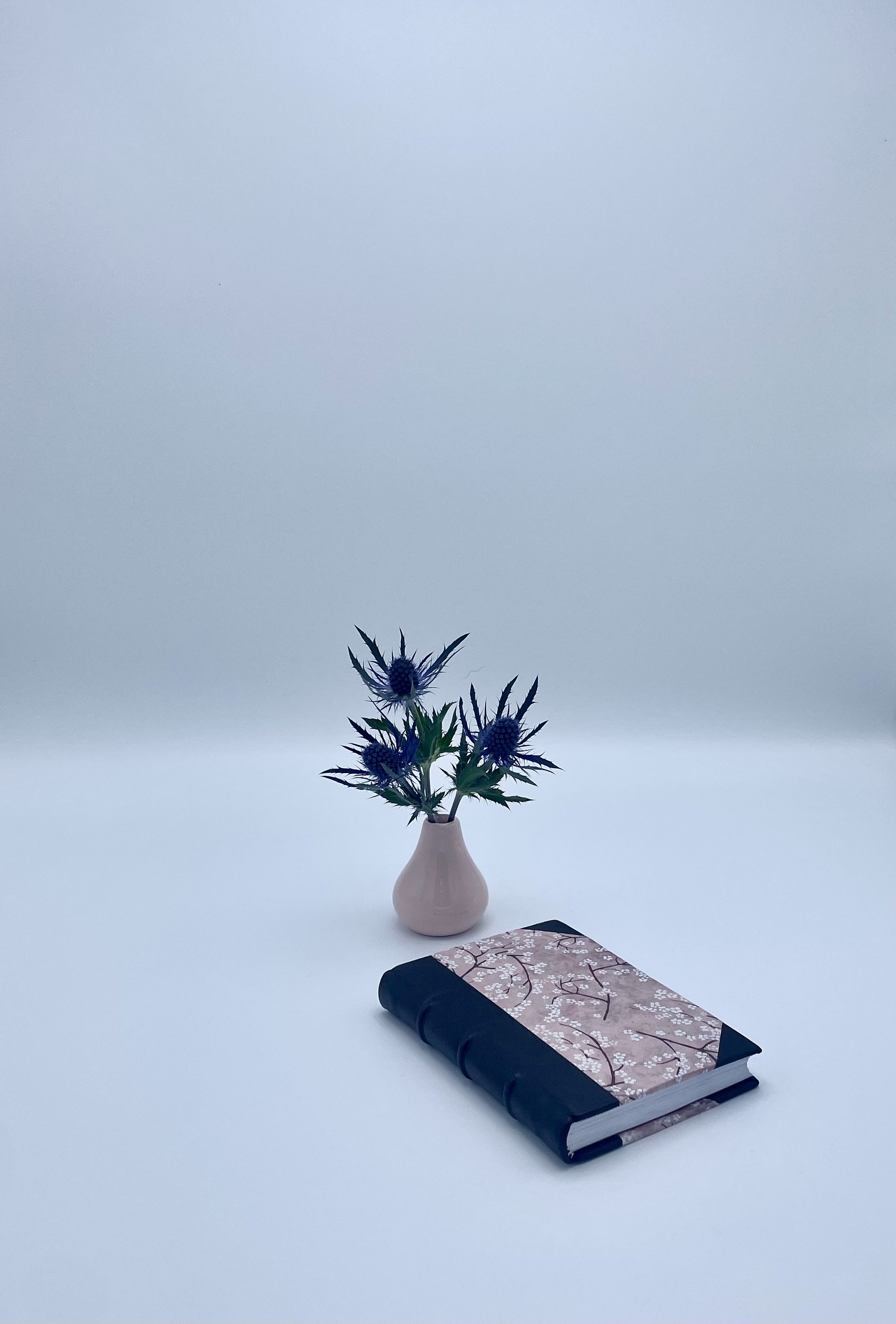 Brown Calf Skin Leather + Sakura Blossoms