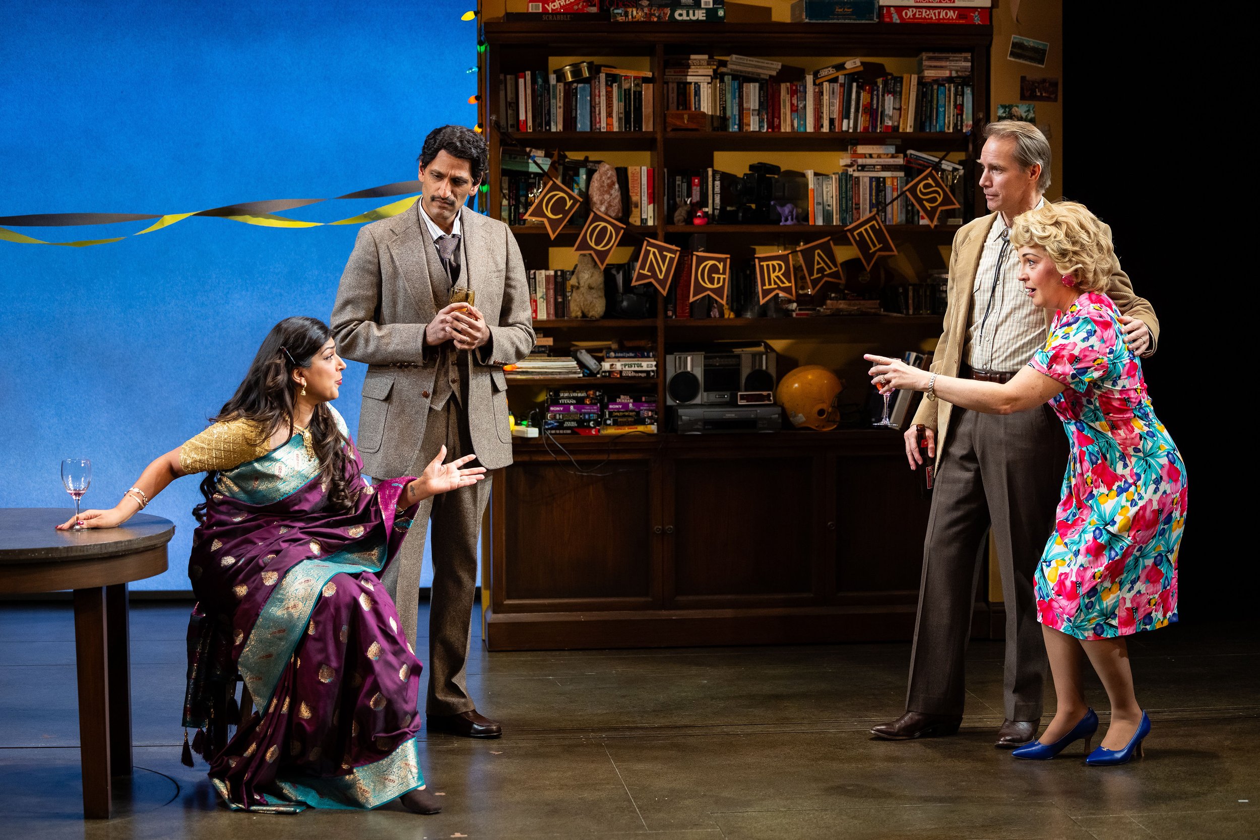  Minita Gandhi, Shawn Jain, Christopher Kelly, and Shannon Steele in “Cowboys and East Indians” (Photo: Jamie Kraus)
