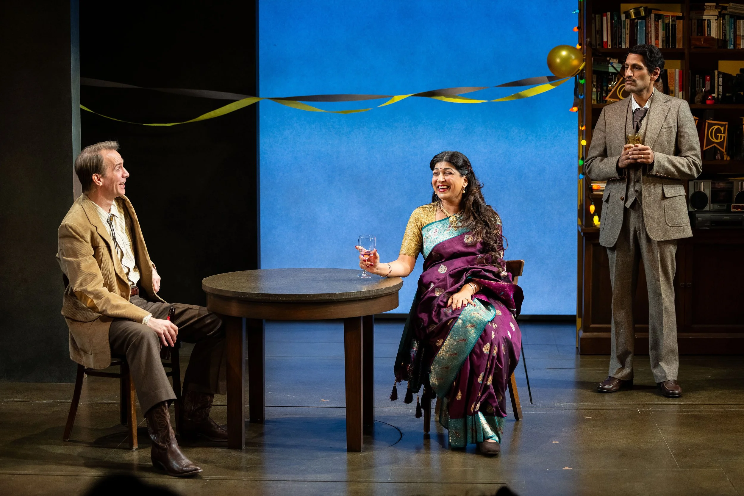 Christopher Kelly, Minita Gandhi, and Shawn Jain in “Cowboys and East Indians”(Photo: Jamie Kraus)