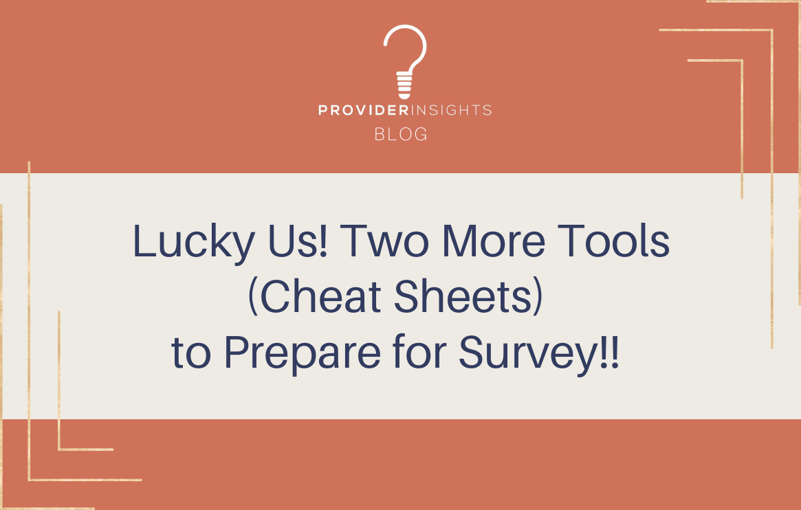 Lucky Us! Two More Tools (Cheat Sheets) to Prepare for Survey!!