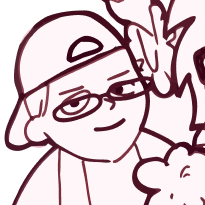 A cartoon drawing of a person wearing a baseball cap, glasses, and a confident expression, with a peace sign gesture.