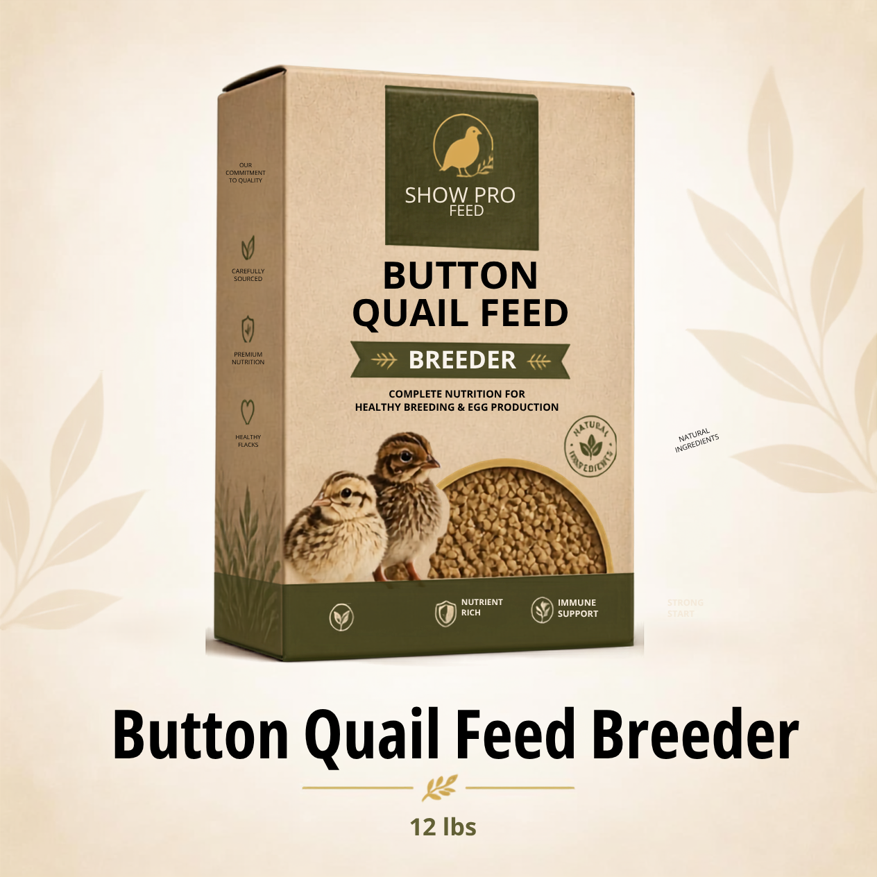 Button Quail Breeder Feed, 12 LBS, FREE Shipping