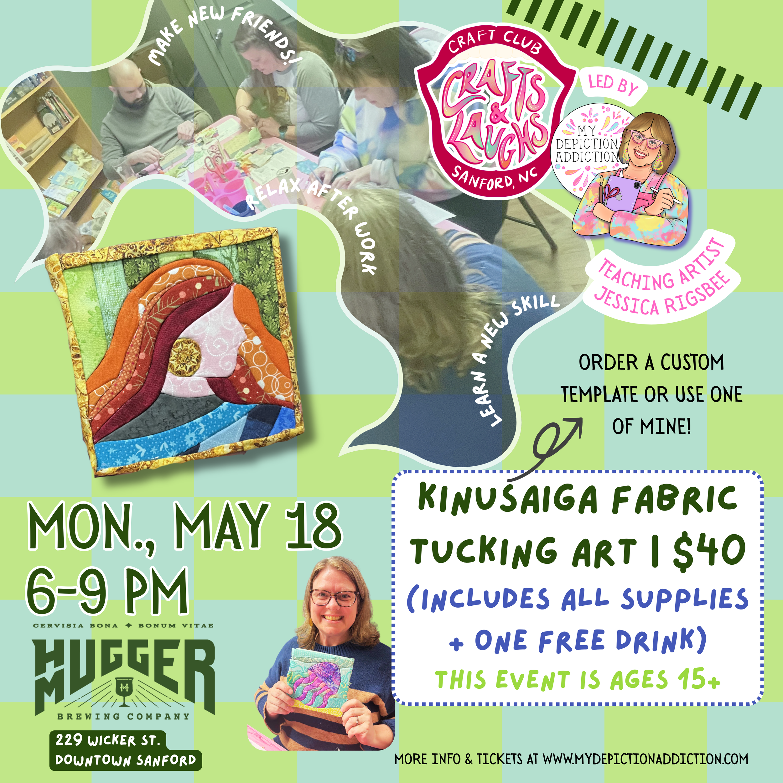 MAY 18 Kinusaiga Fabric Art Crafts & Laughs Workshop