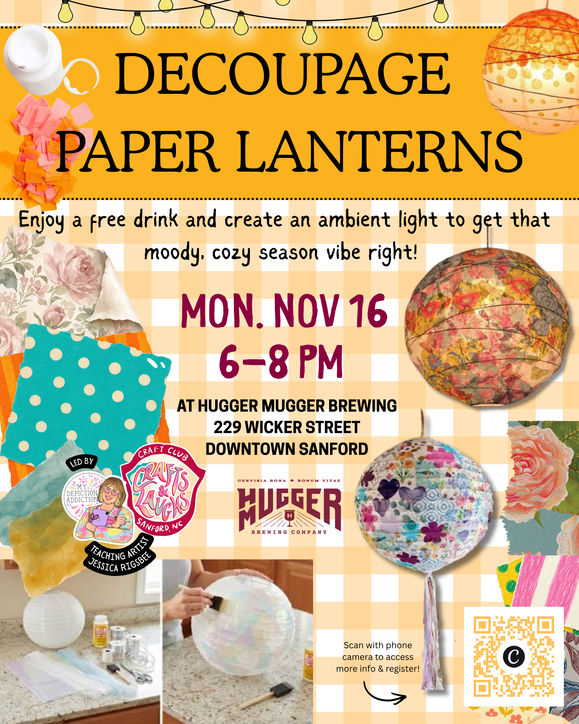 NOV 16 Cozy Craft Night: Decoupage Paper Lanterns