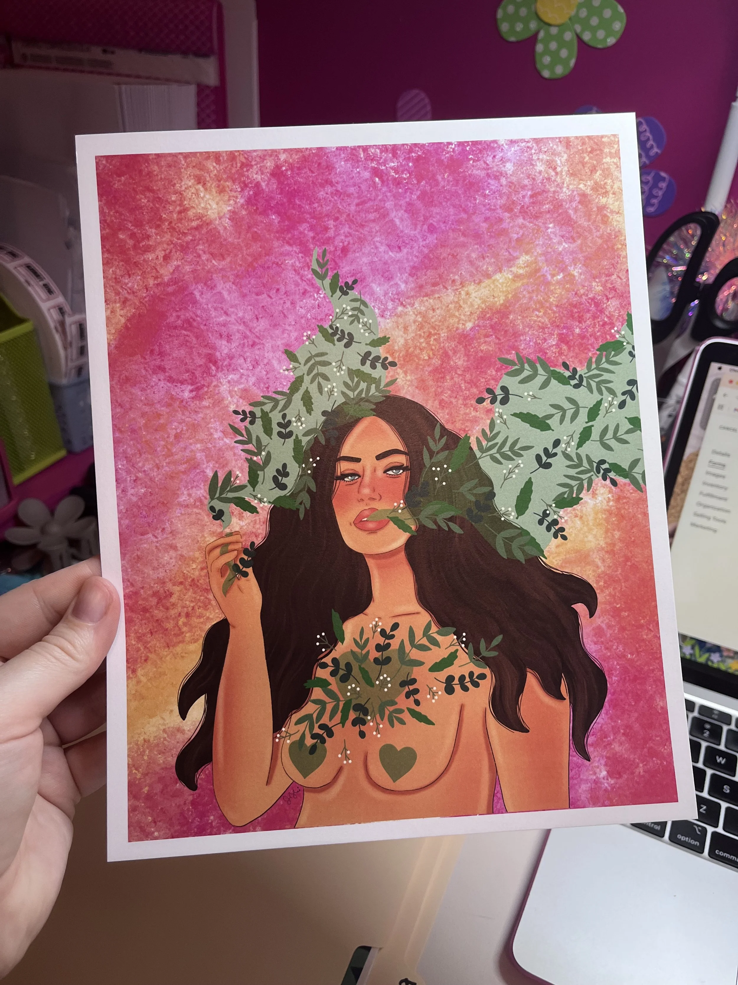 Smoking Nature Girl 8 x 10 Print