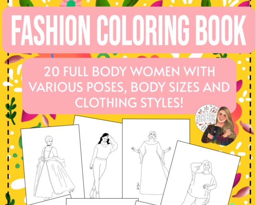 Fashion Coloring Sheets Diverse Bodies Adult Coloring Book Digital Download  Clothing Design Hobby — My Depiction Addiction Jessica Rigsbee Digital Art