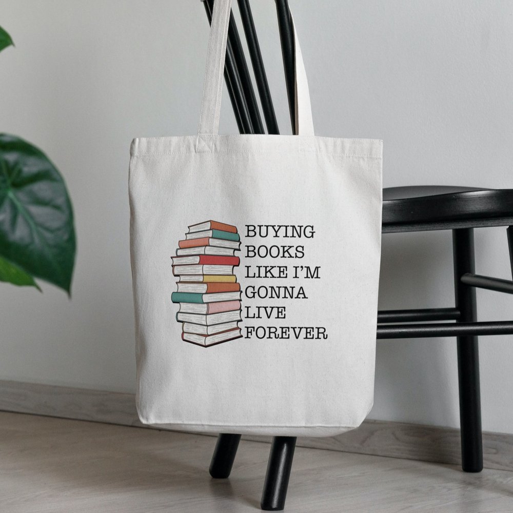 Book Buyer Addict Book Stack Canvas Natural Cotton Tote Bag Sustainable Bag  — My Depiction Addiction