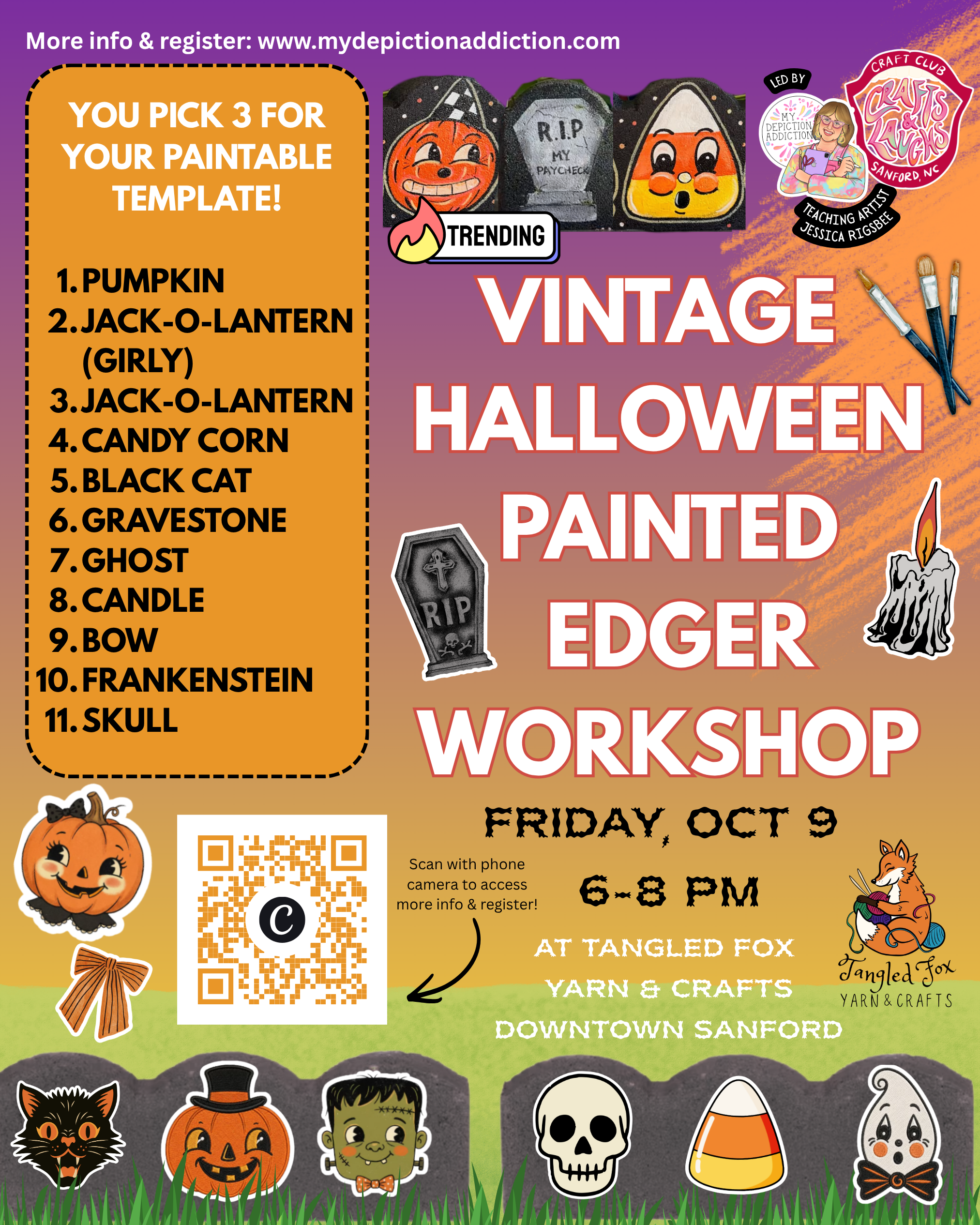Oct 9 Vintage Halloween Painted Edger Workshop: Crafts & Laughs @ Tangled Fox