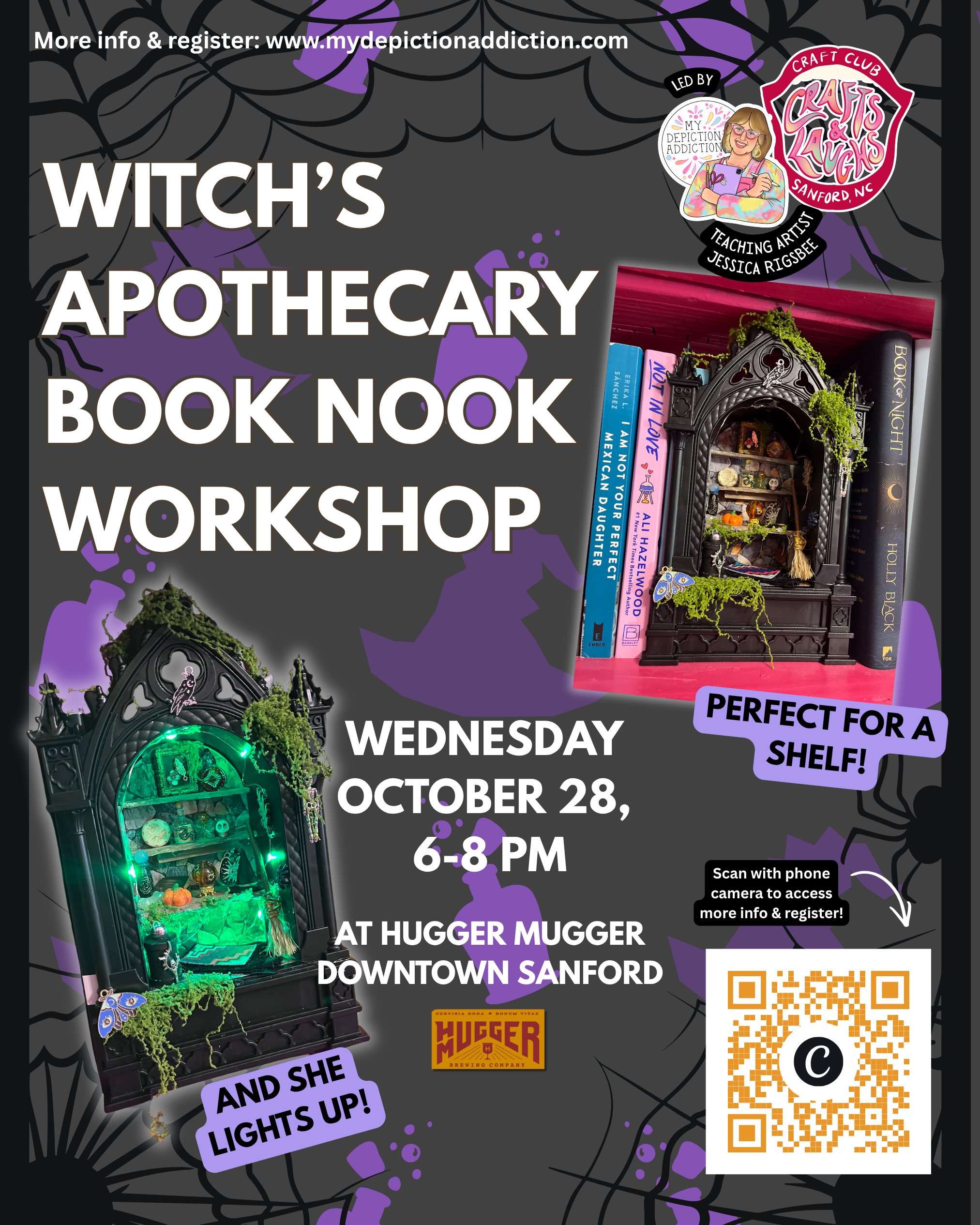 Oct 28 Witch Apothecary Book Nook Workshop: Crafts & Laughs @ Hugger Mugger
