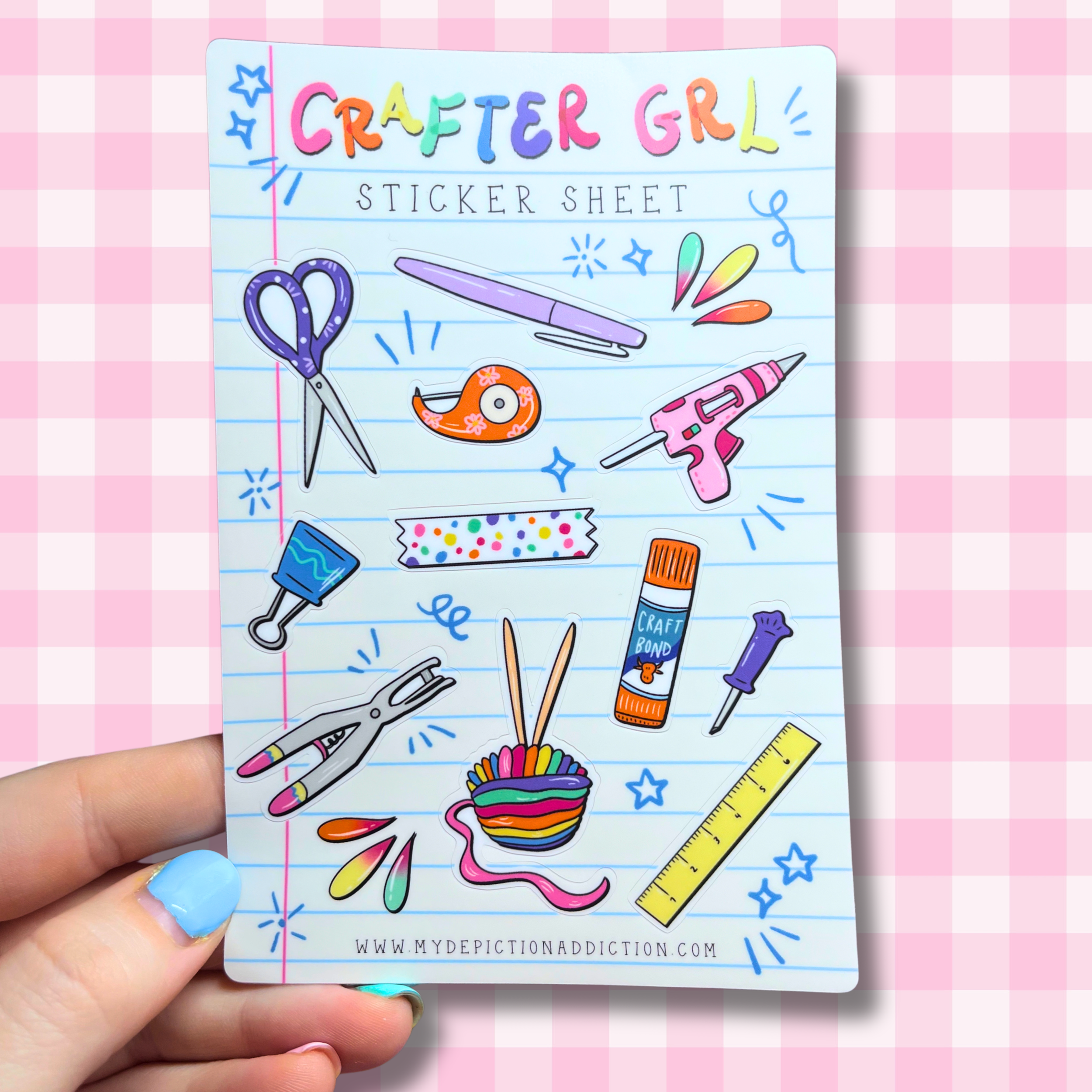 Crafter Girl Sticker Sheet (Waterproof Vinyl)
