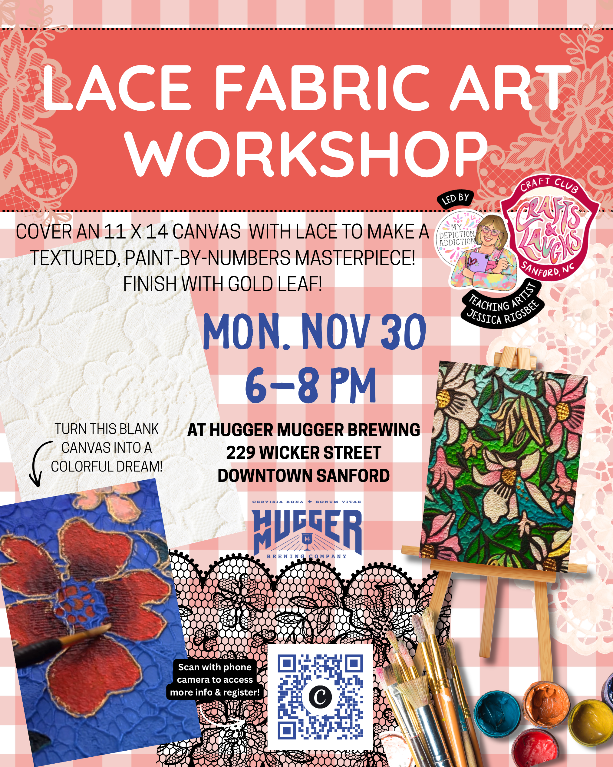 NOV 30 Lace Fabric Art Painting Workshop