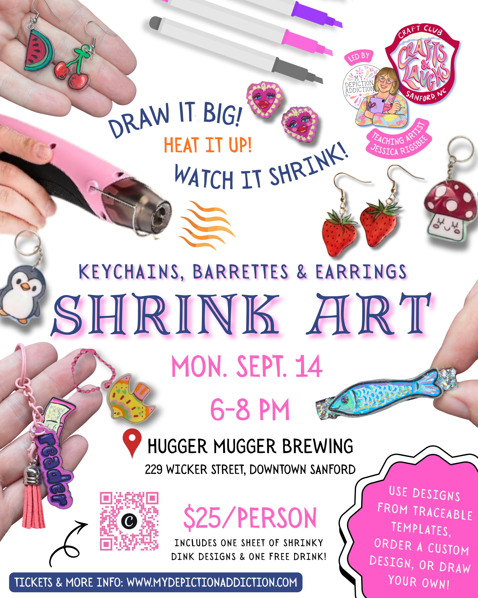 SEPT 14 Crafts & Laughs: Shrink Art Keychains, Earrings, Barrettes