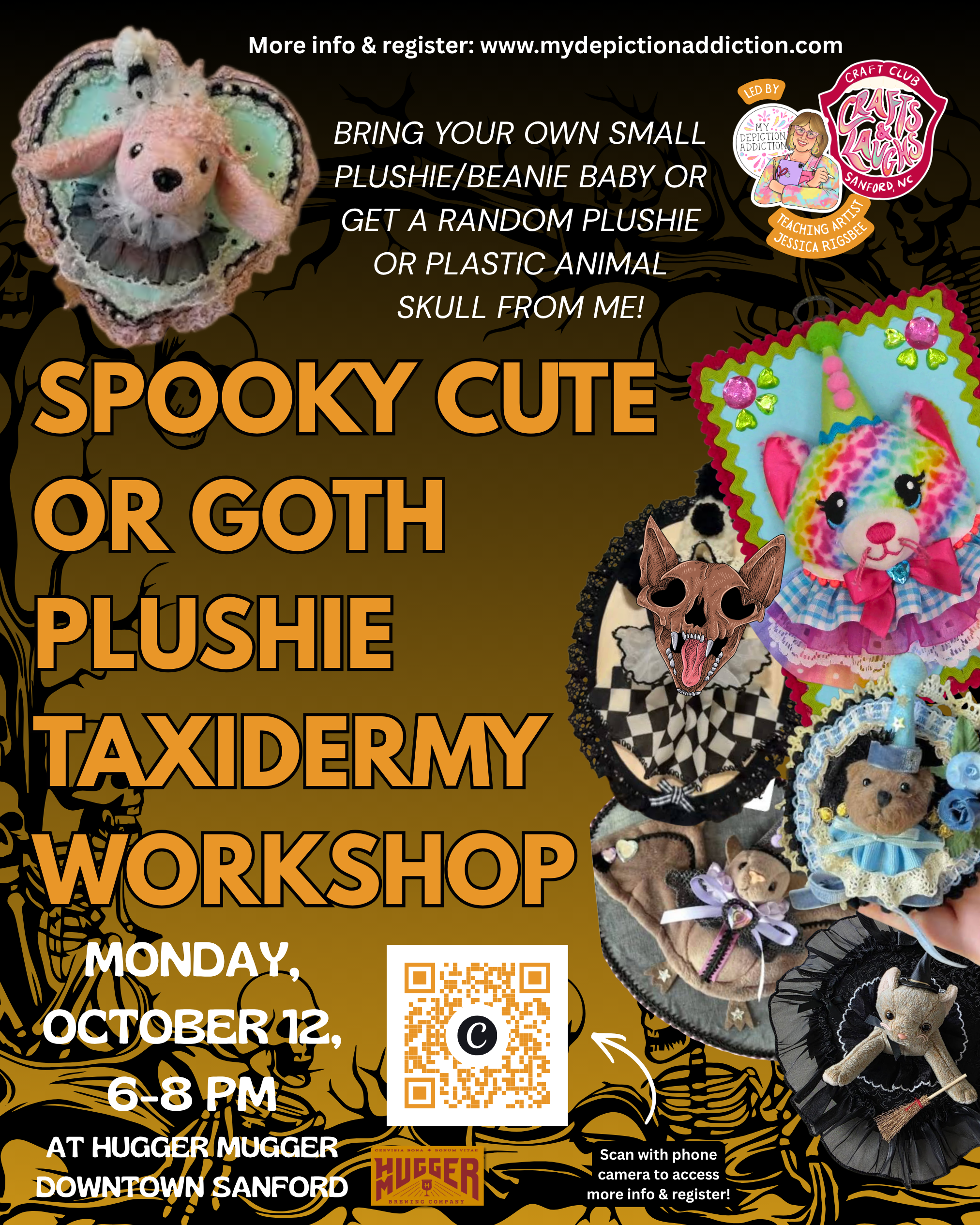 Oct 12 Spooky Cute or Goth Plushie Taxidermy Workshop: Crafts & Laughs @ Hugger Mugger